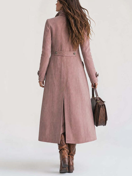 Abrigo de Gamuza de Poliéster Estilo Militar con Múltiples Botones