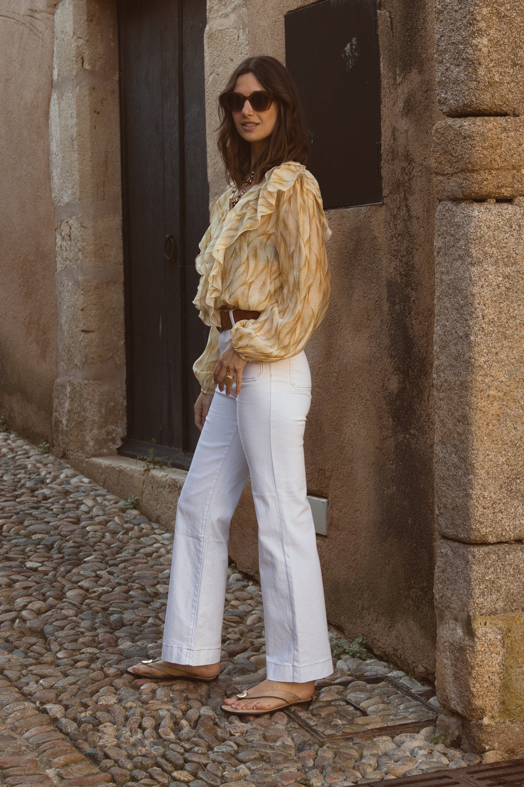 Pantalón Denim Blanco Straight Fit