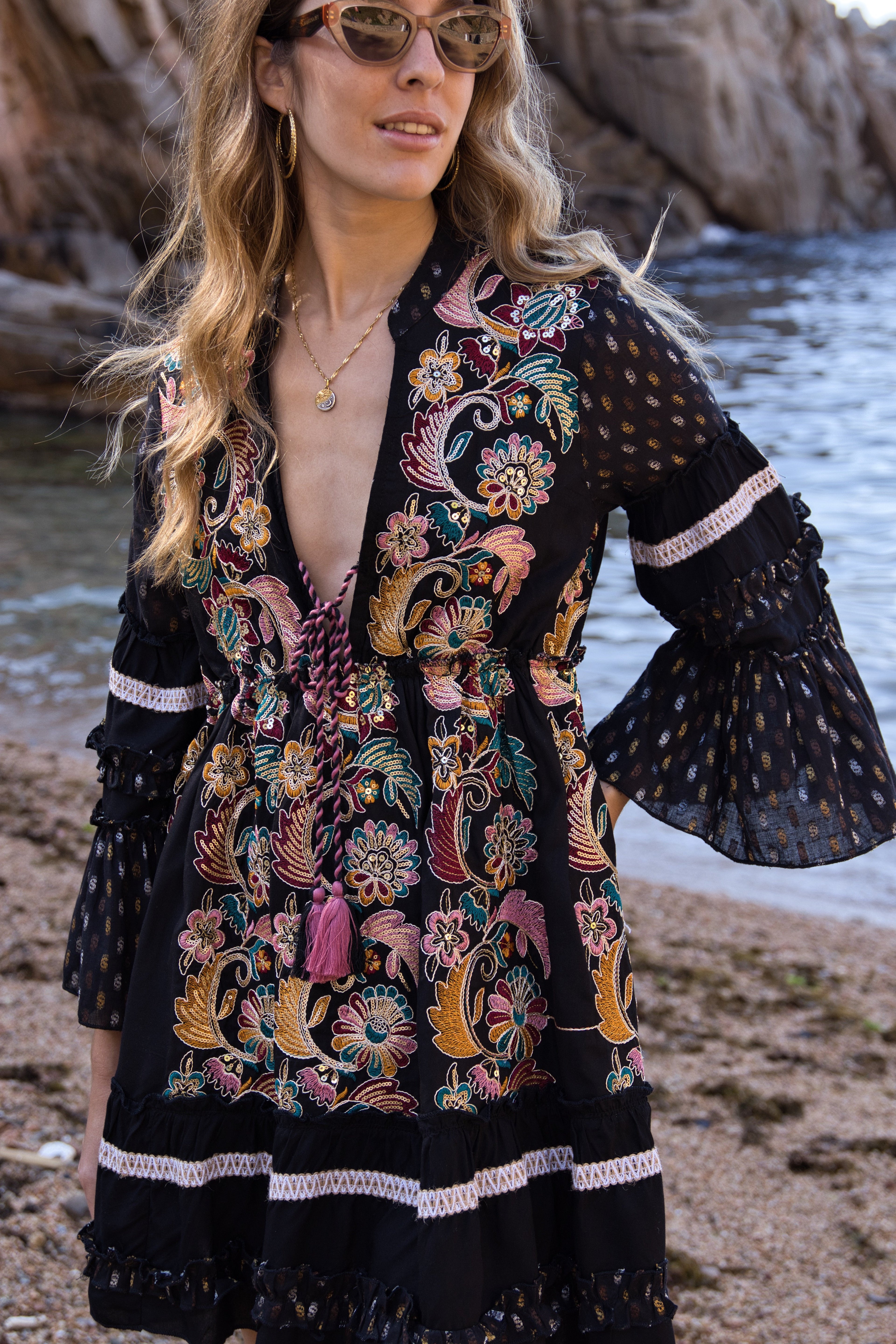 Besticktes Kleid Boho Jewel