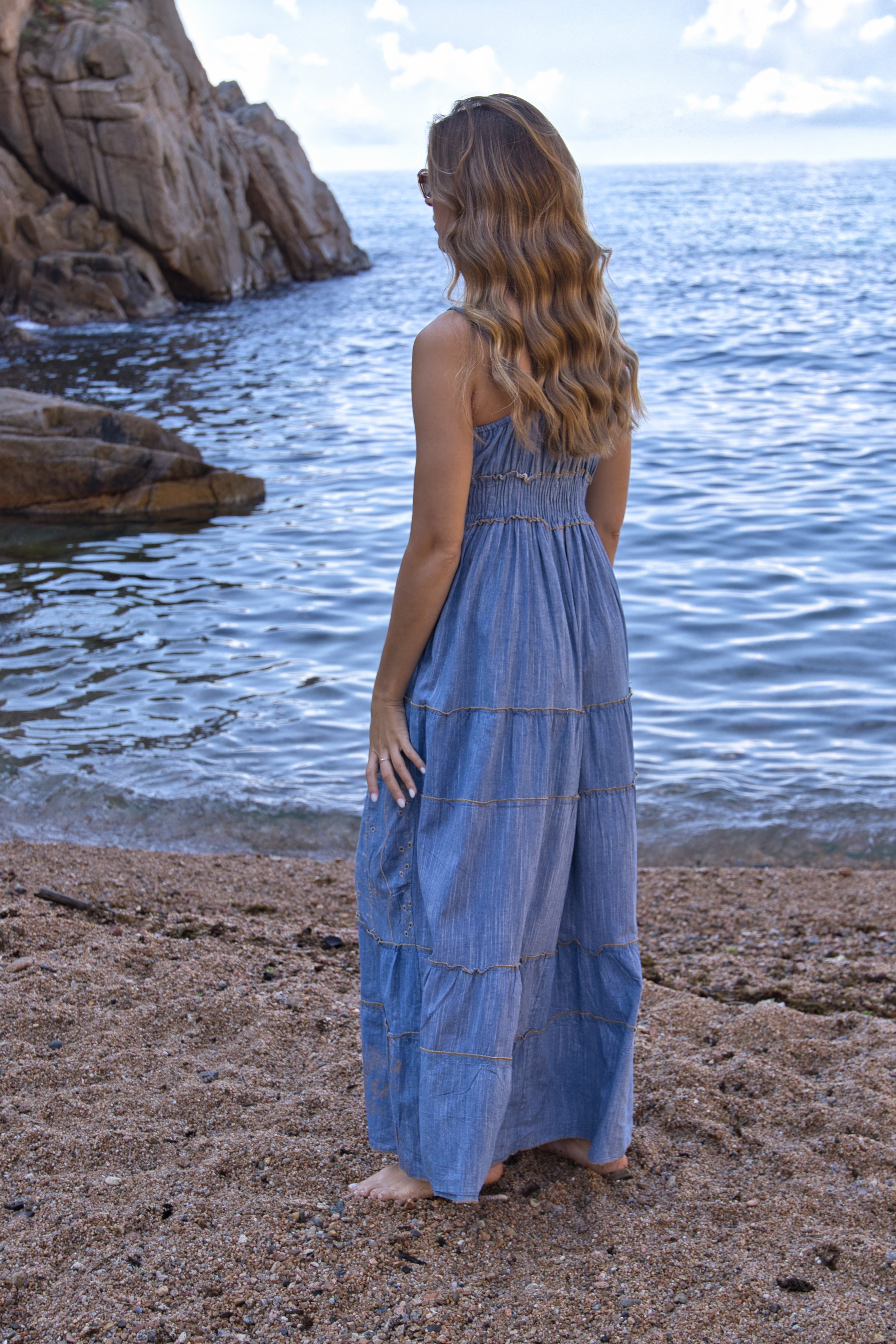 Kleid Denim Boho Gold