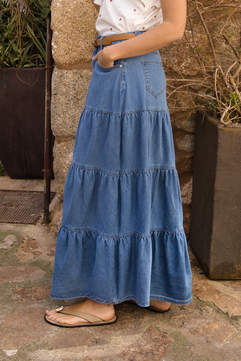Falda Denim Volantes Boho