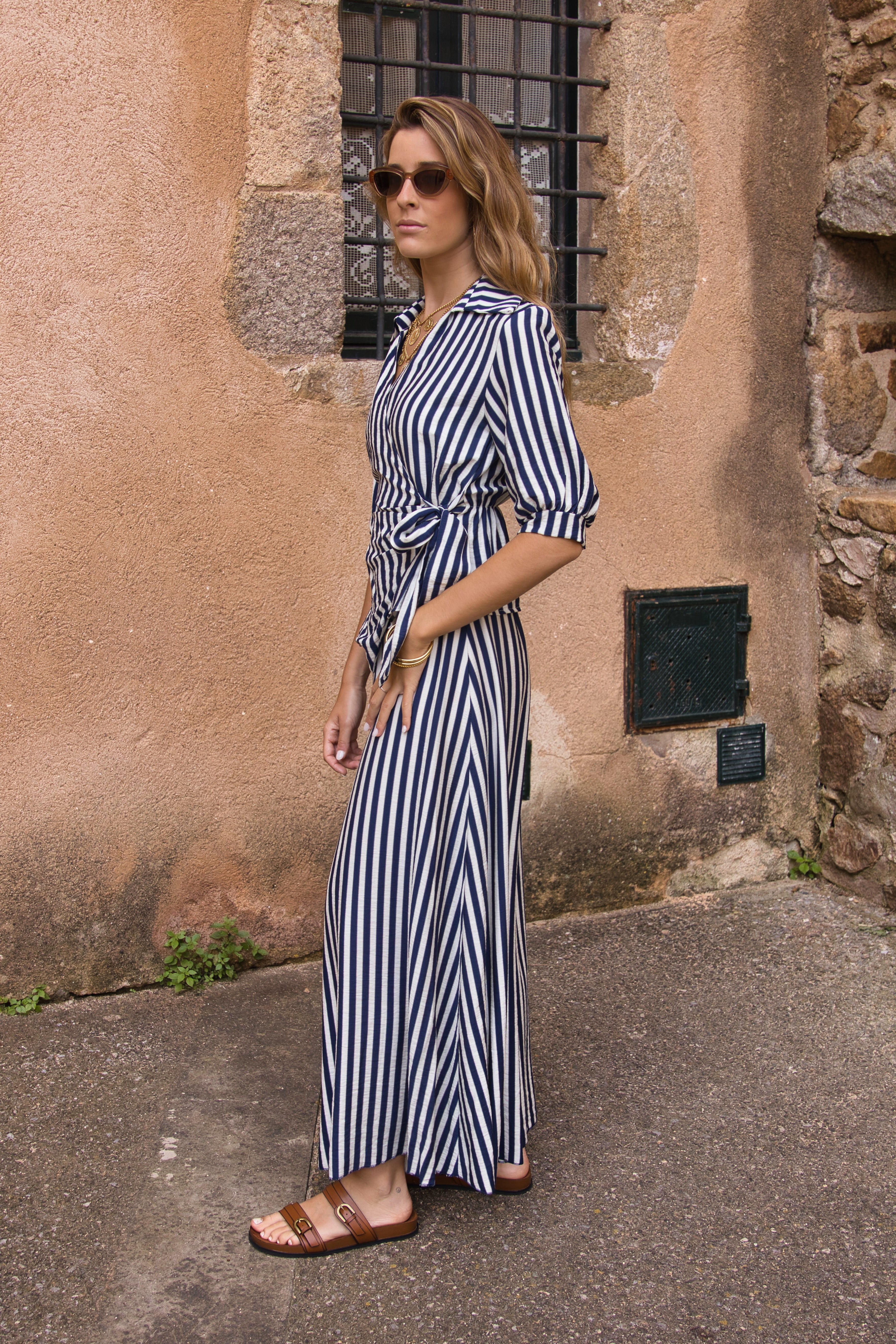 Amalfi Striped Wrap Blouse