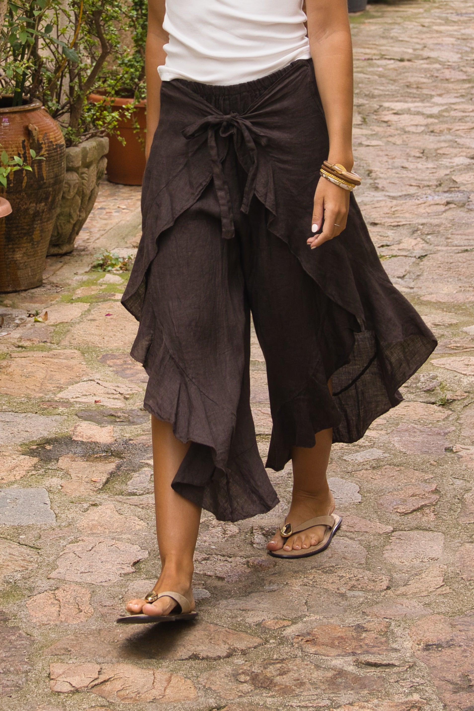 Pantalón Volantes Lino