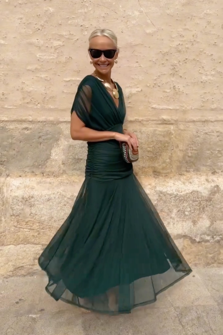 LOUISE | ABITO LUNGO DA FESTA ELEGANTE CON SCOLLO A V
