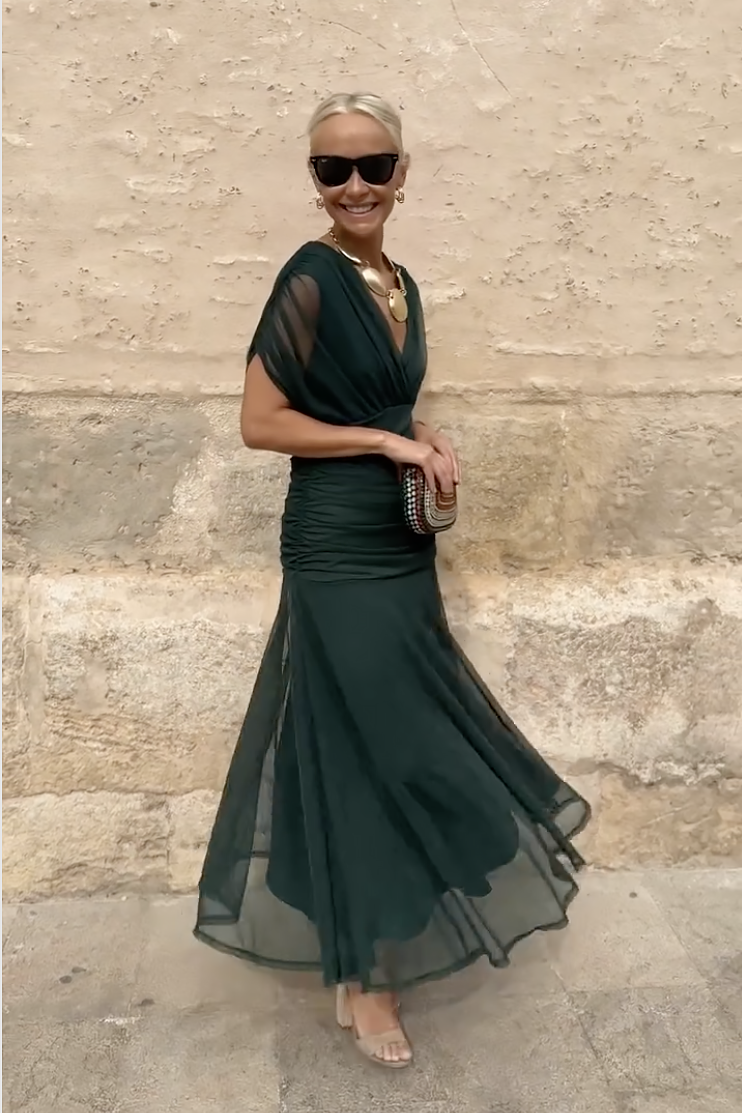 LOUISE | ABITO LUNGO DA FESTA ELEGANTE CON SCOLLO A V