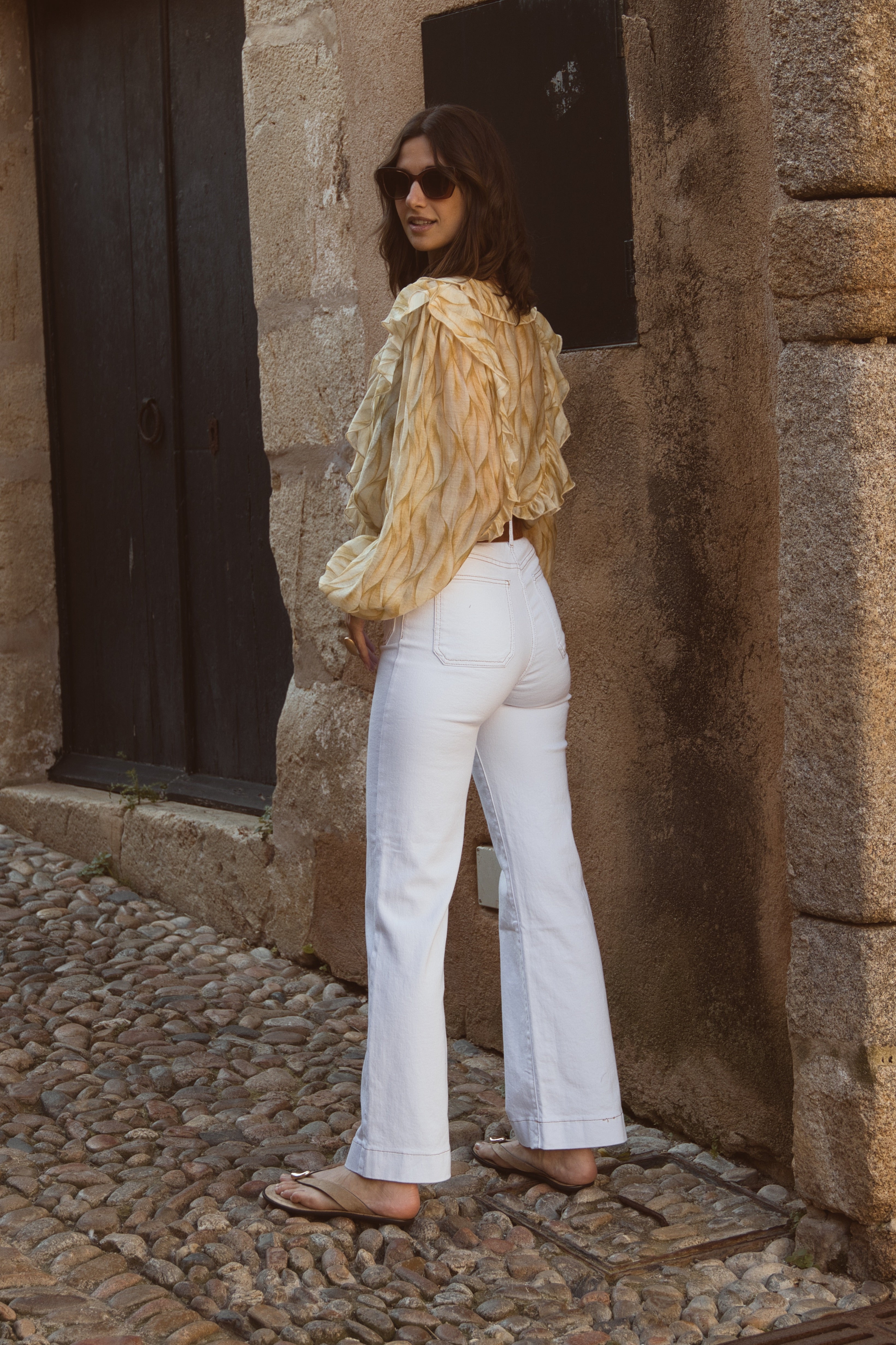 Pantalón Denim Blanco Straight Fit