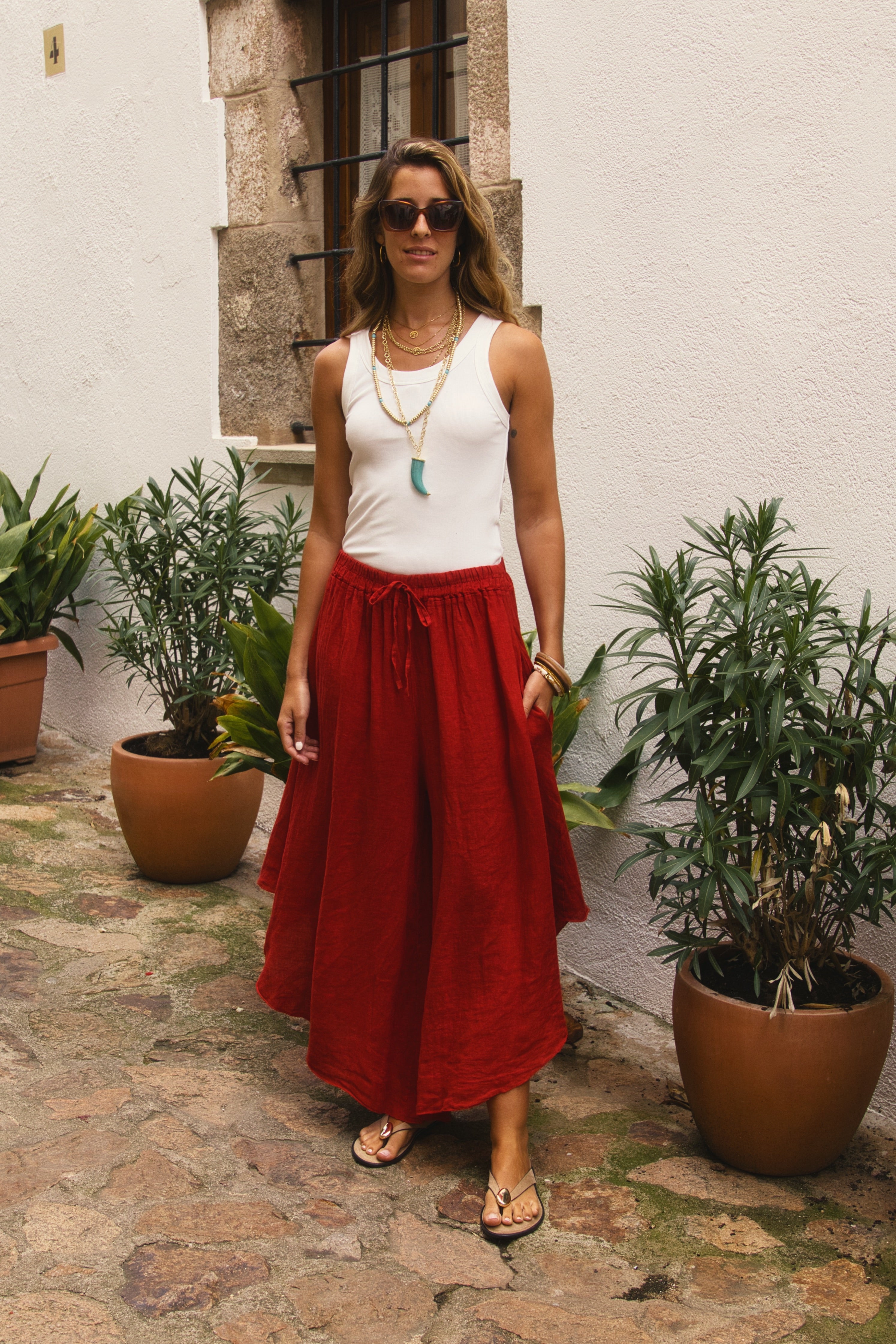 Falda Pantalón Lino Capri
