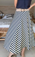Falda Midi Asimétrica Rayas Mediterráneo