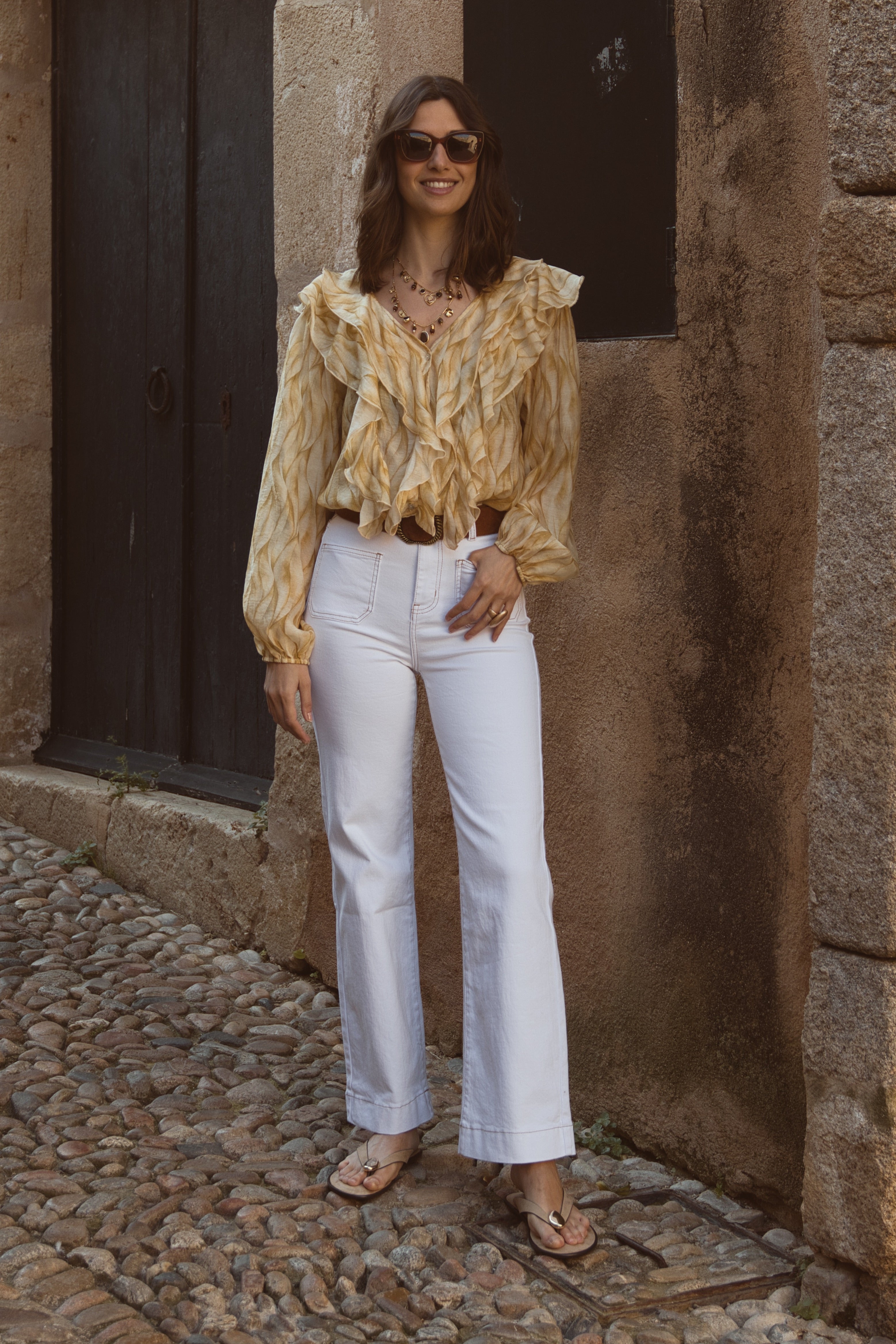 Pantalón Denim Blanco Straight Fit