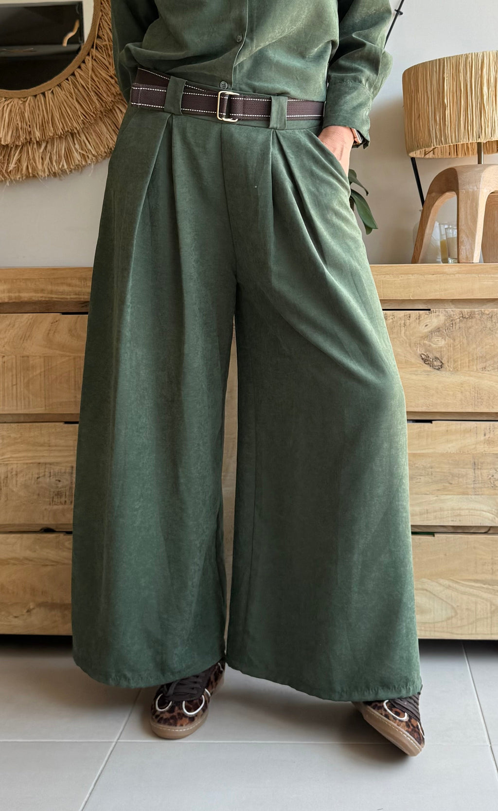 Palazzo-Hose aus Wildlederimitat
