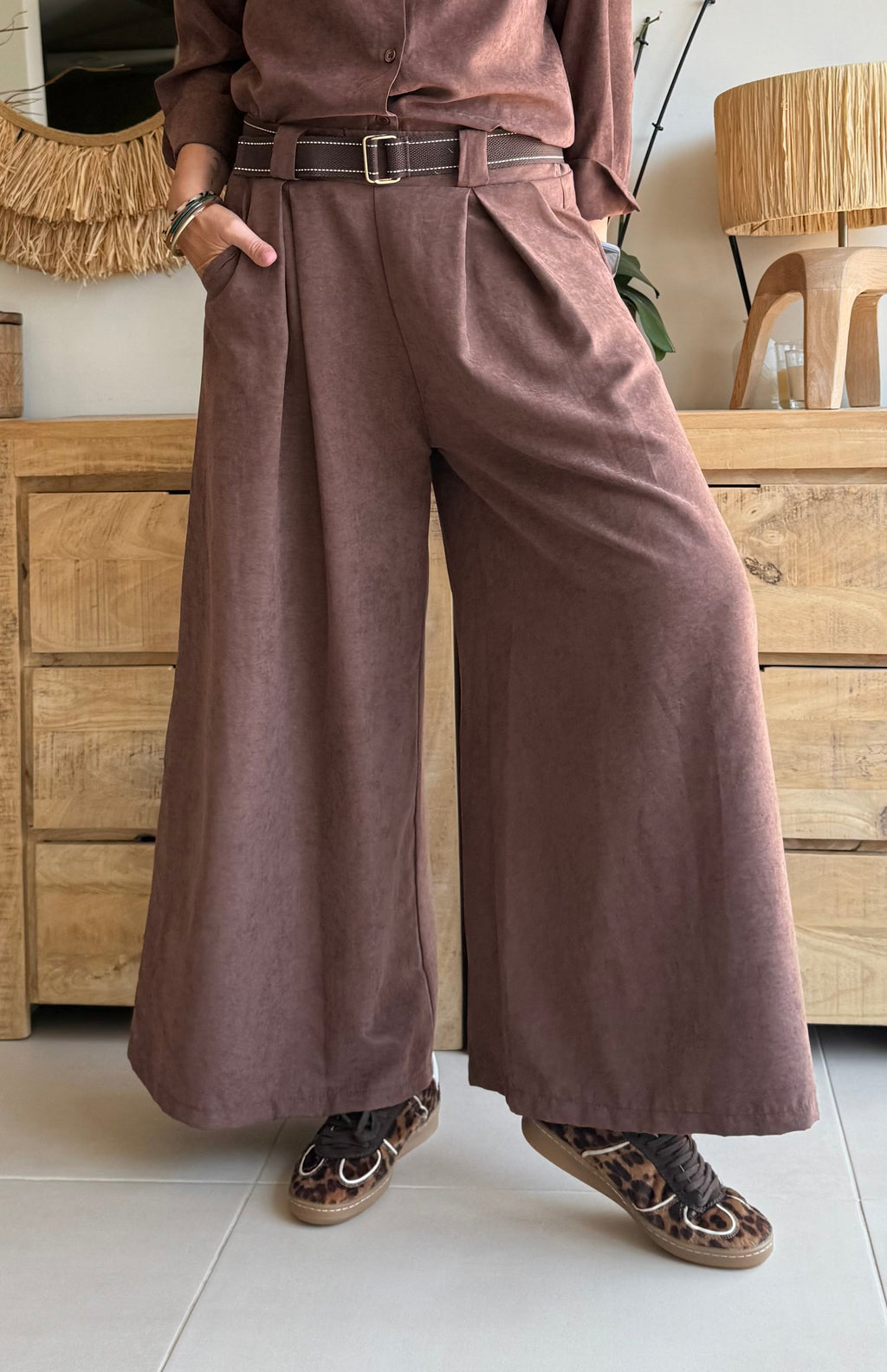 Palazzo-Hose aus Wildlederimitat