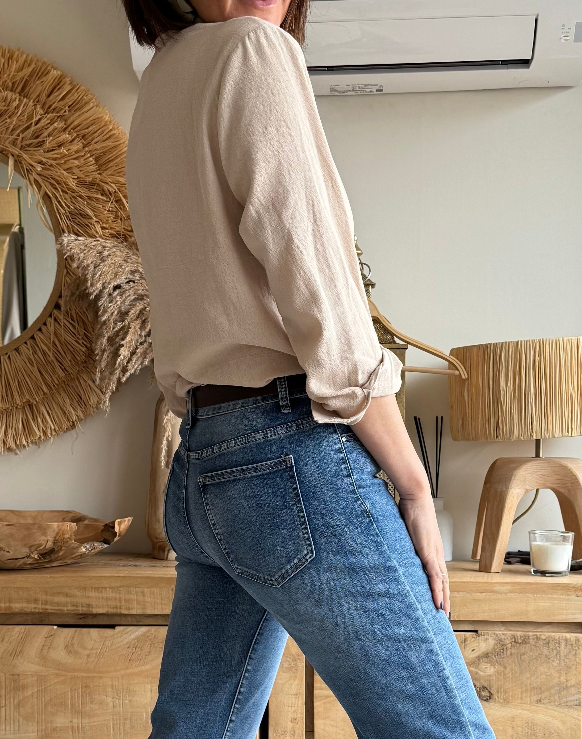 Camisa algodón beige
