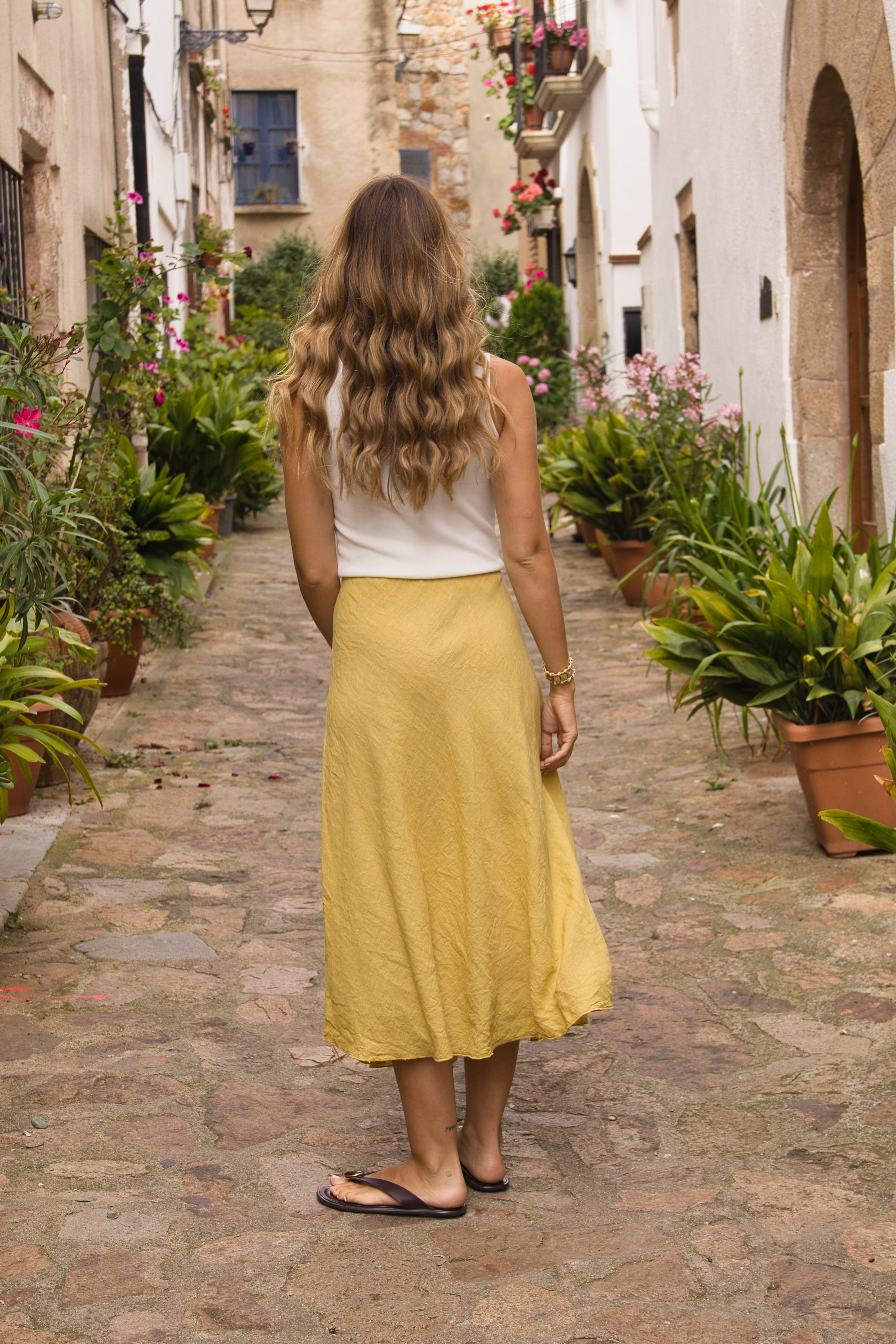 Falda Midi Siena Lino
