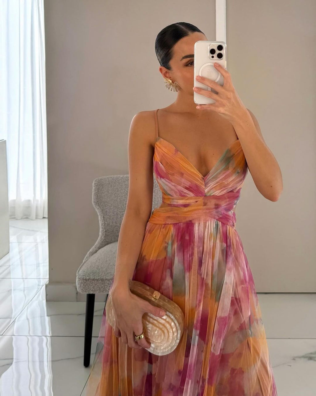 GISELA | ABITO LUNGO E AFFASCINANTE CON STAMPA FLORALE