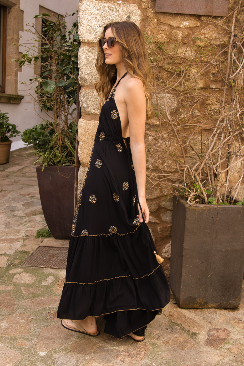 Embroidered Boho Black Soul Dress