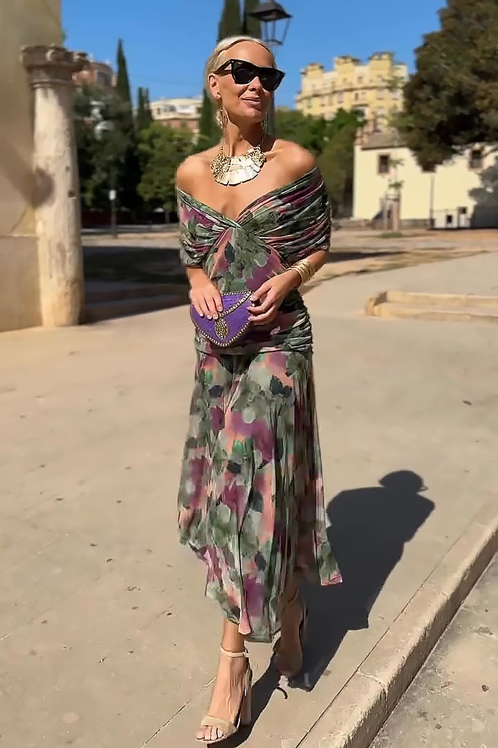 LOUISE | VESTIDO LARGO DE FIESTA ELEGANTE CON CUELLO EN V