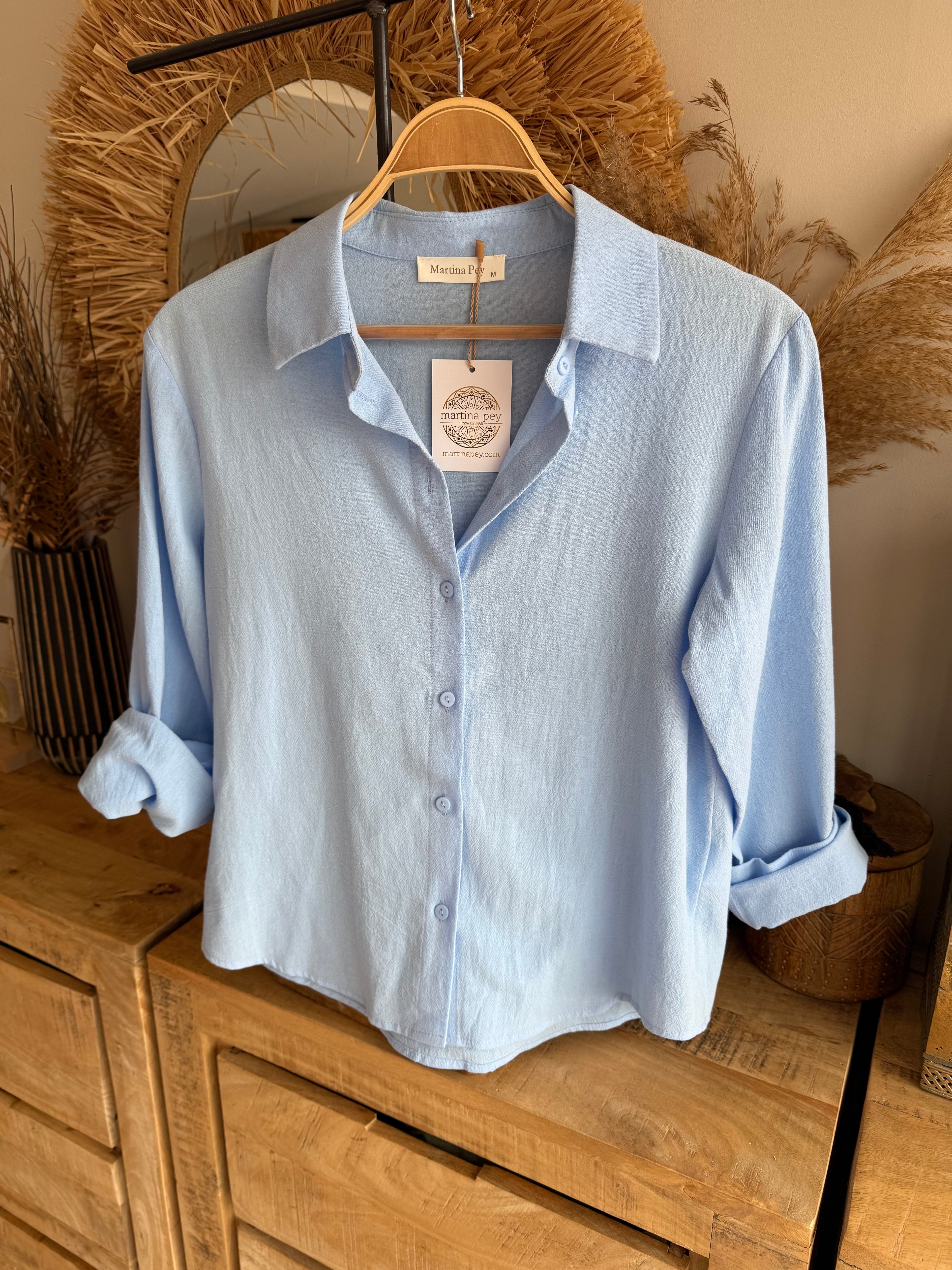 Camisa algodón celeste