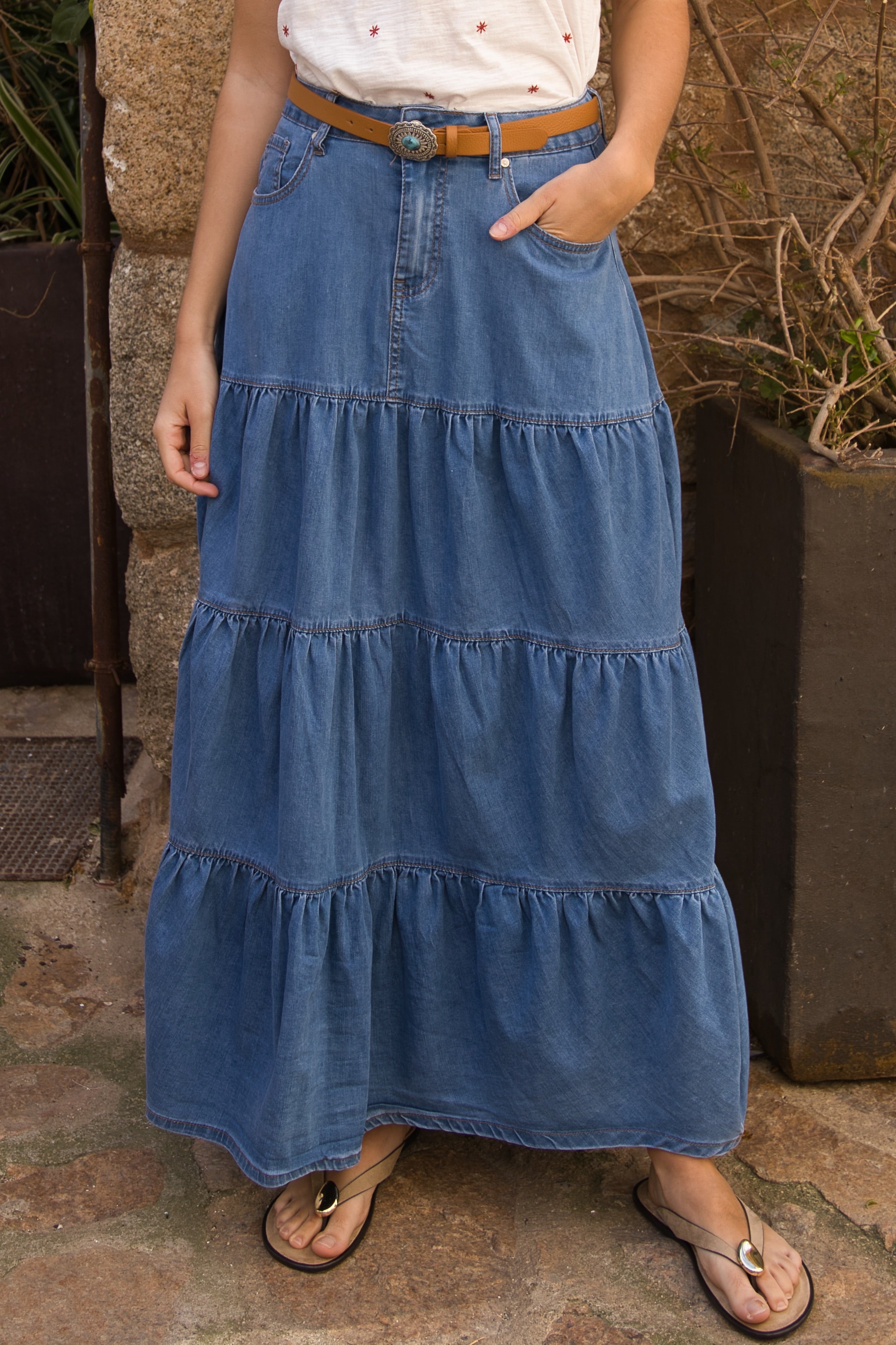 Falda Denim Volantes Boho