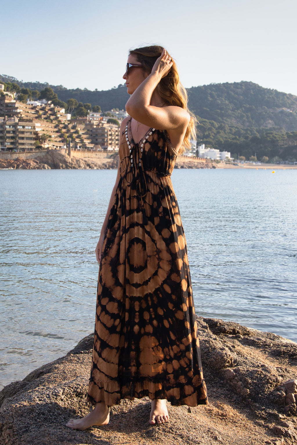 Boho-Kleid Tie-Dye Erd-Muscheln
