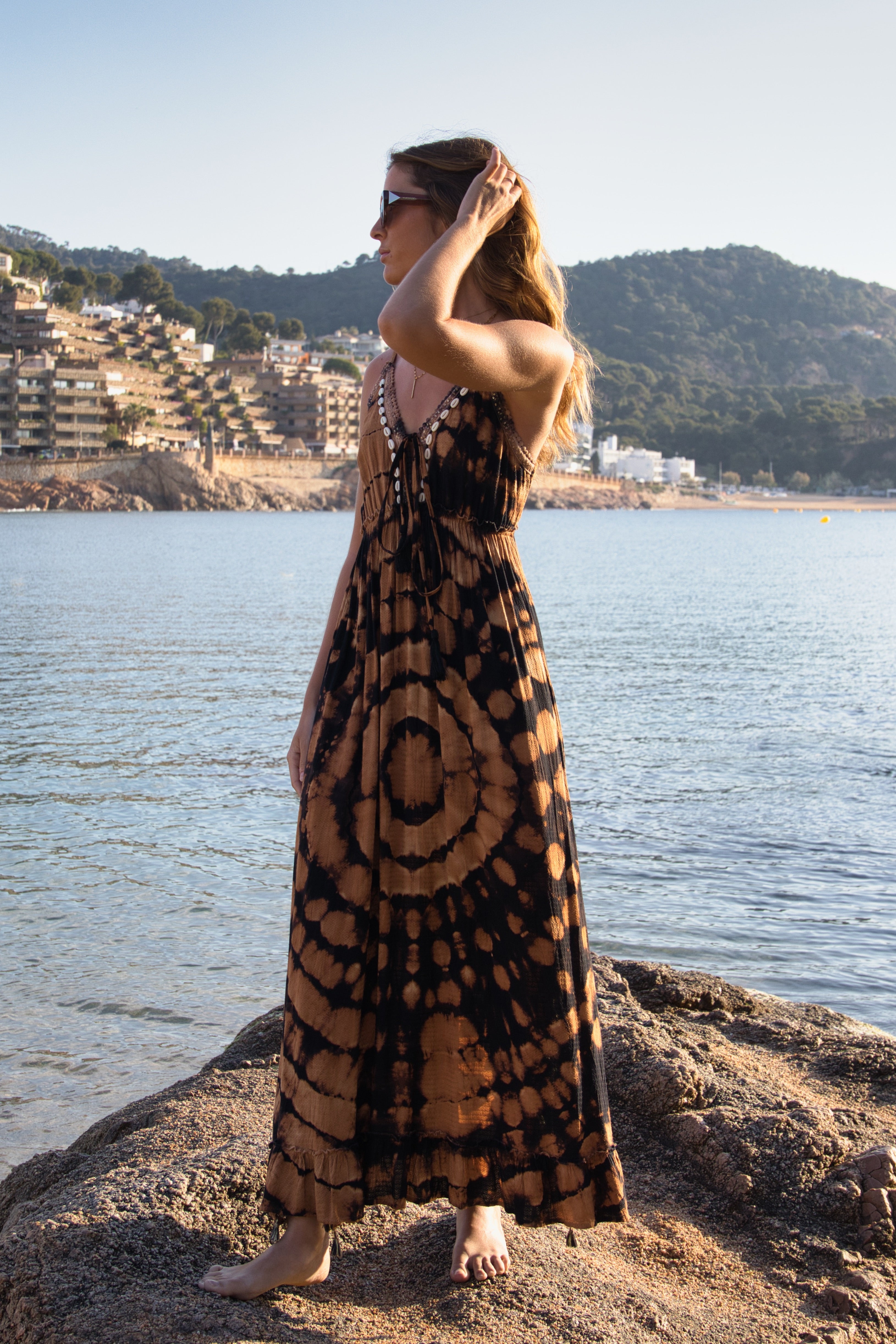 Boho-Kleid Tie-Dye Erd-Muscheln