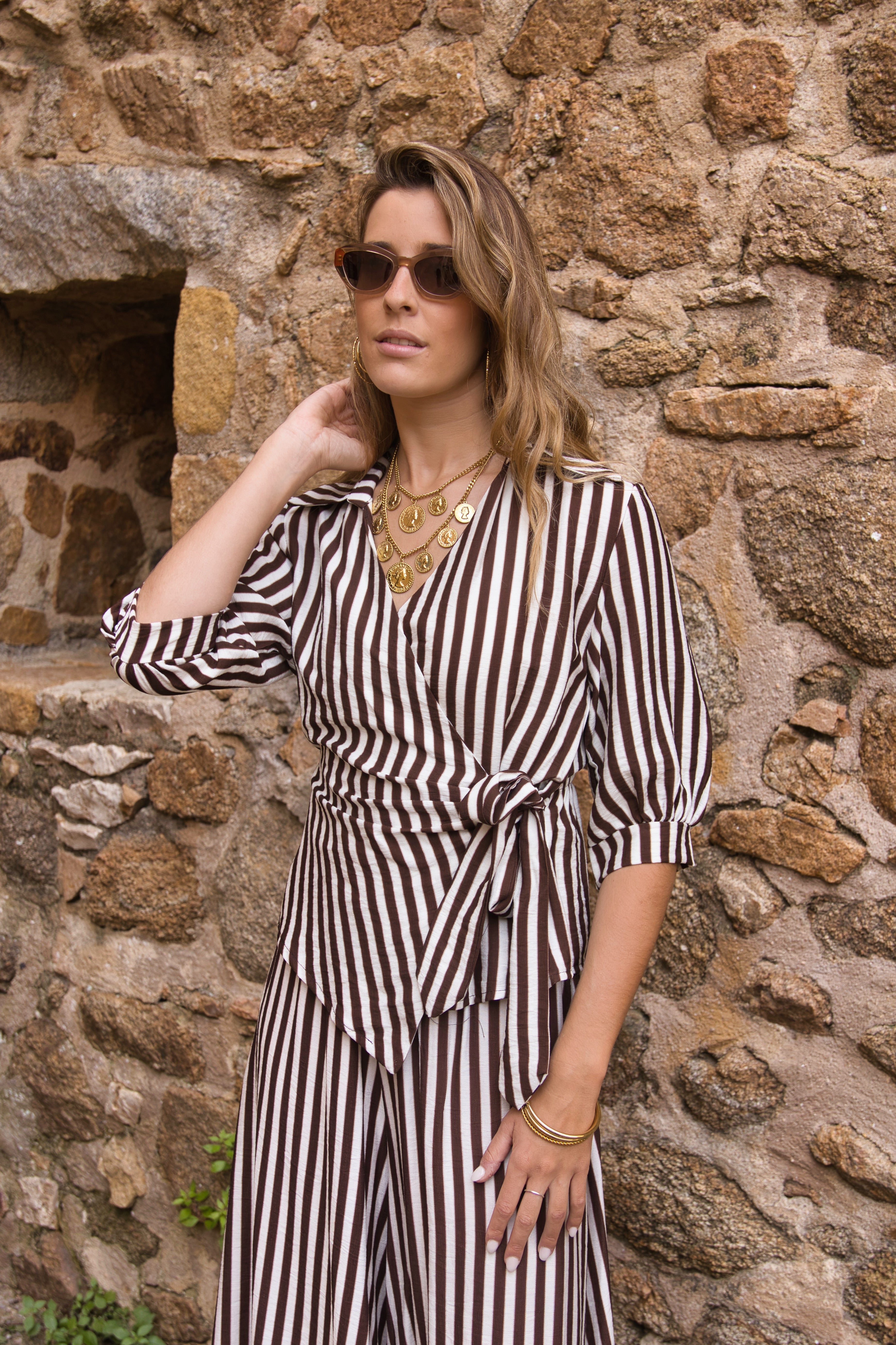 Blusa Cruzada Amalfi Rayas
