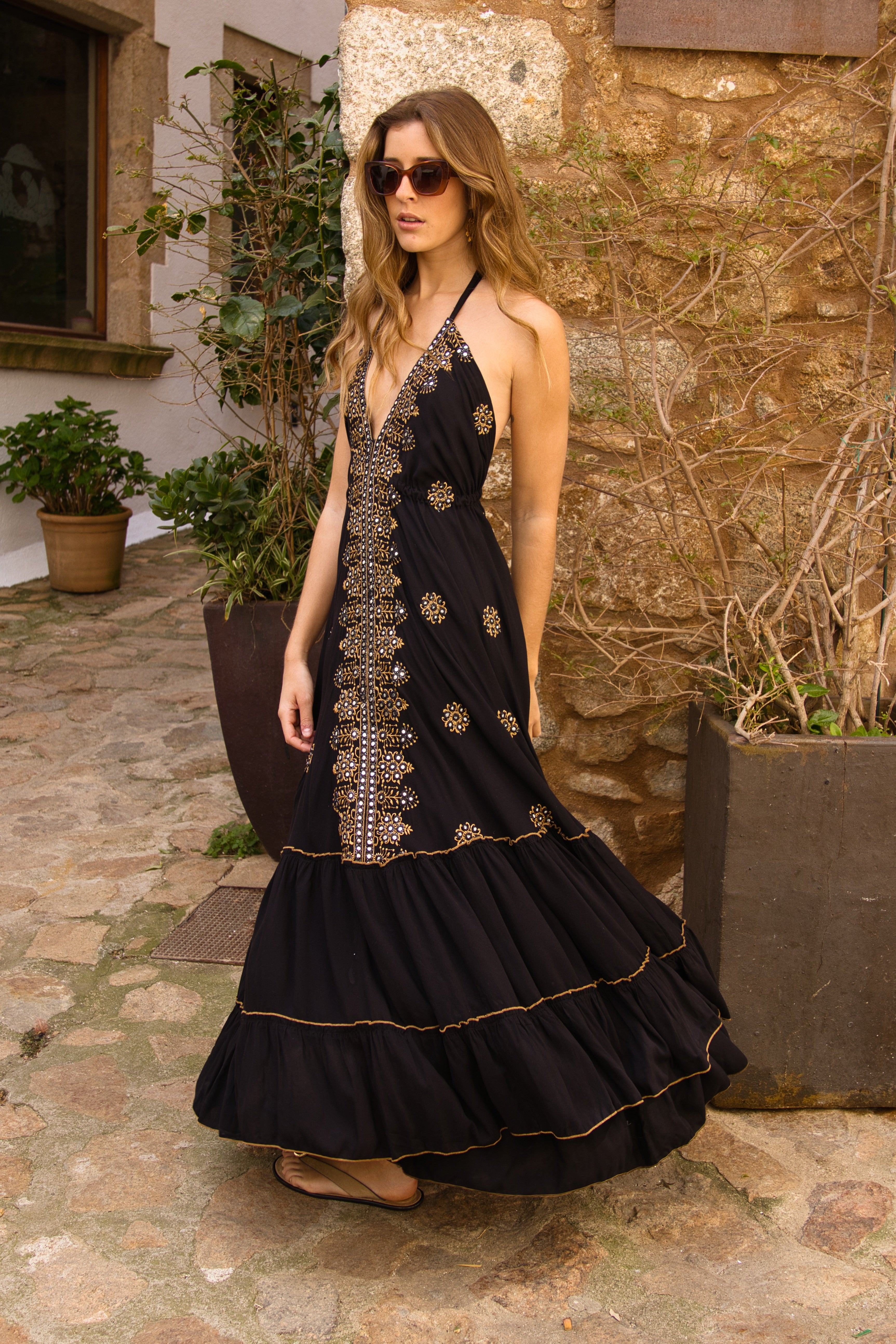 Besticktes Boho-Kleid Black Soul