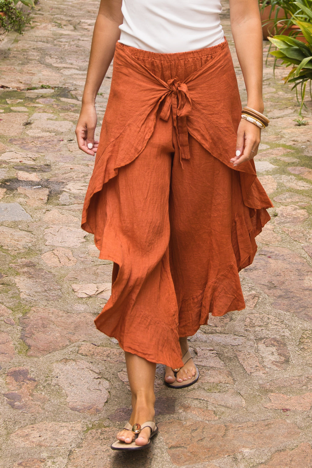 Pantalón Volantes Lino