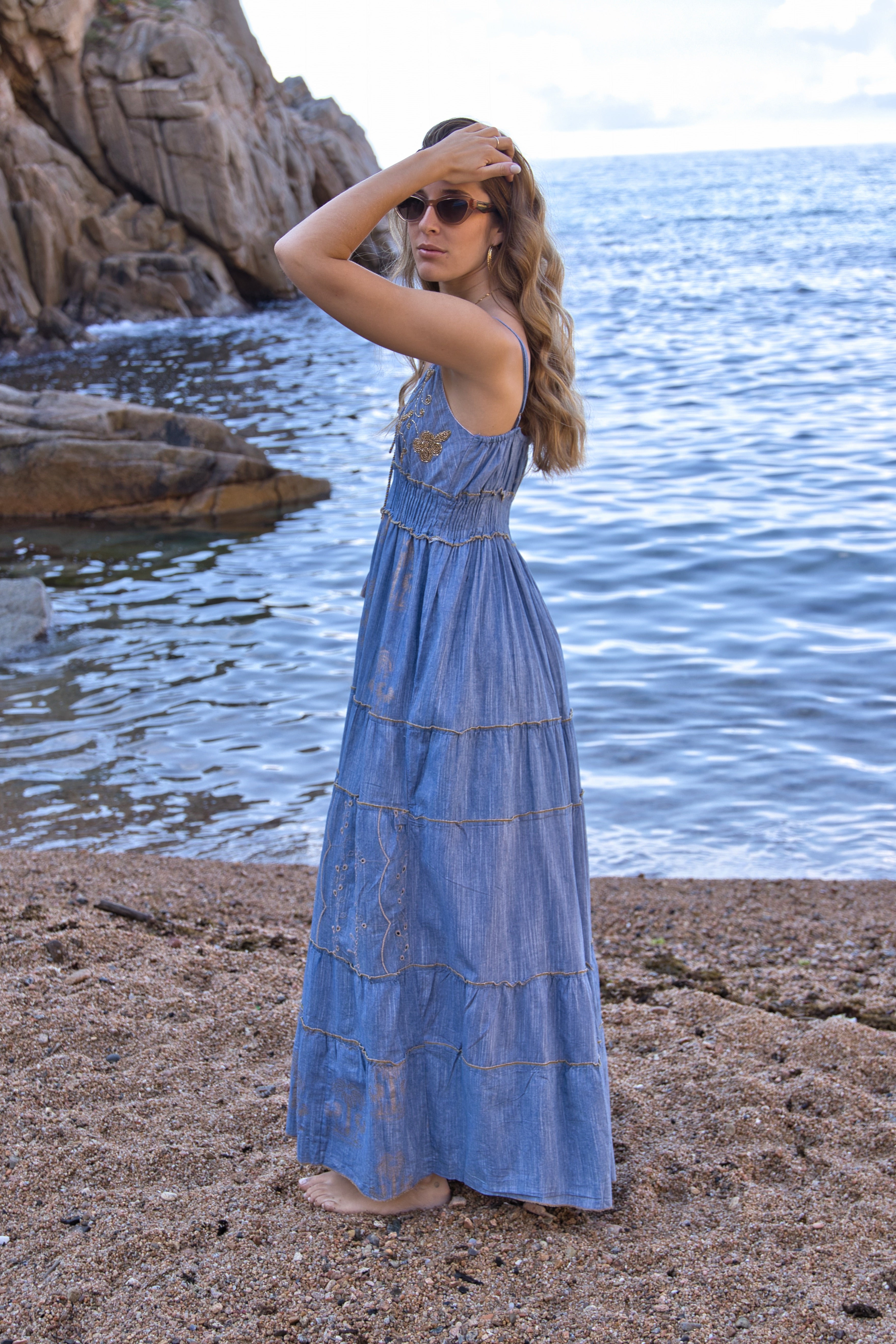 Kleid Denim Boho Gold