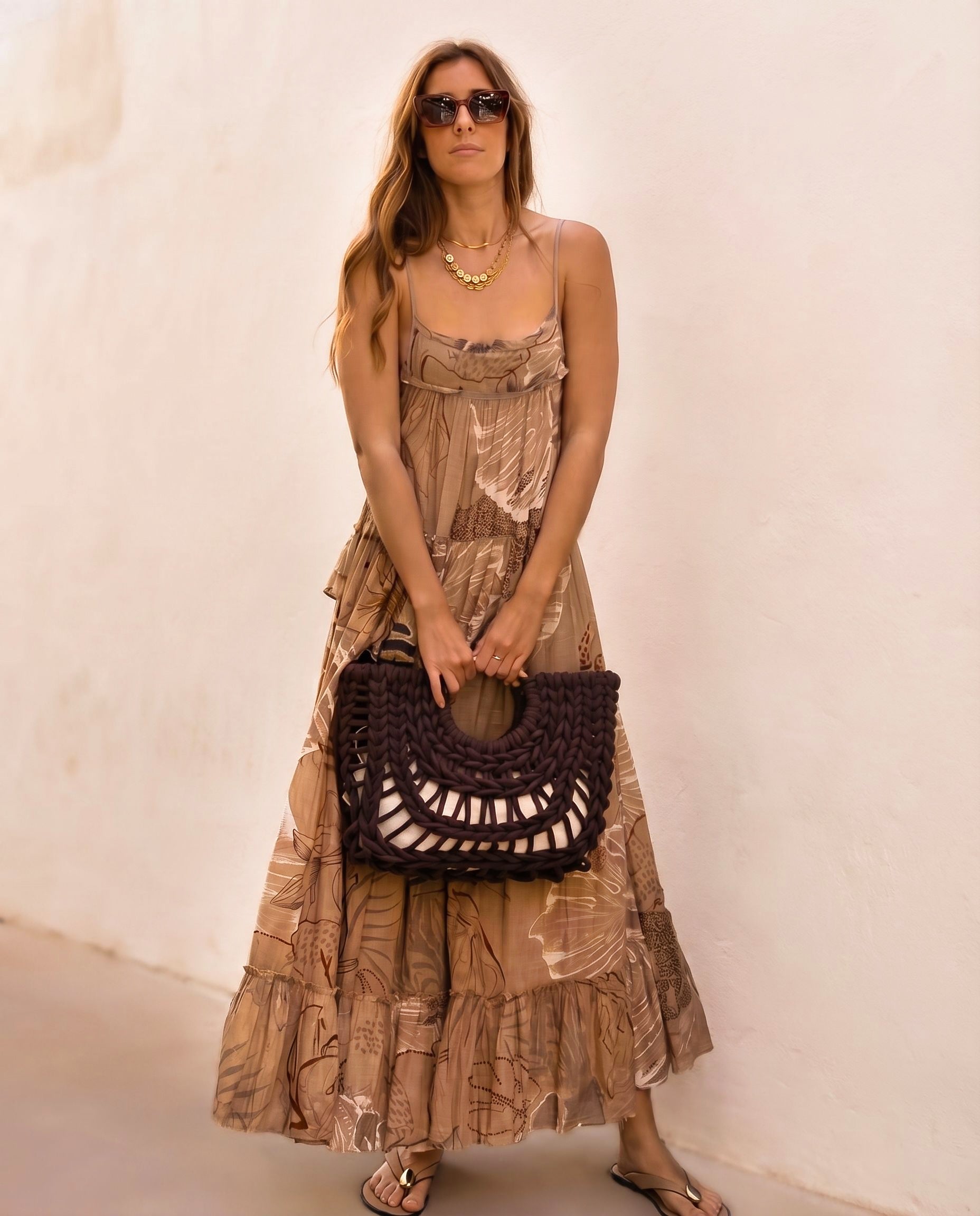 Langes Boho-Kleid Sand