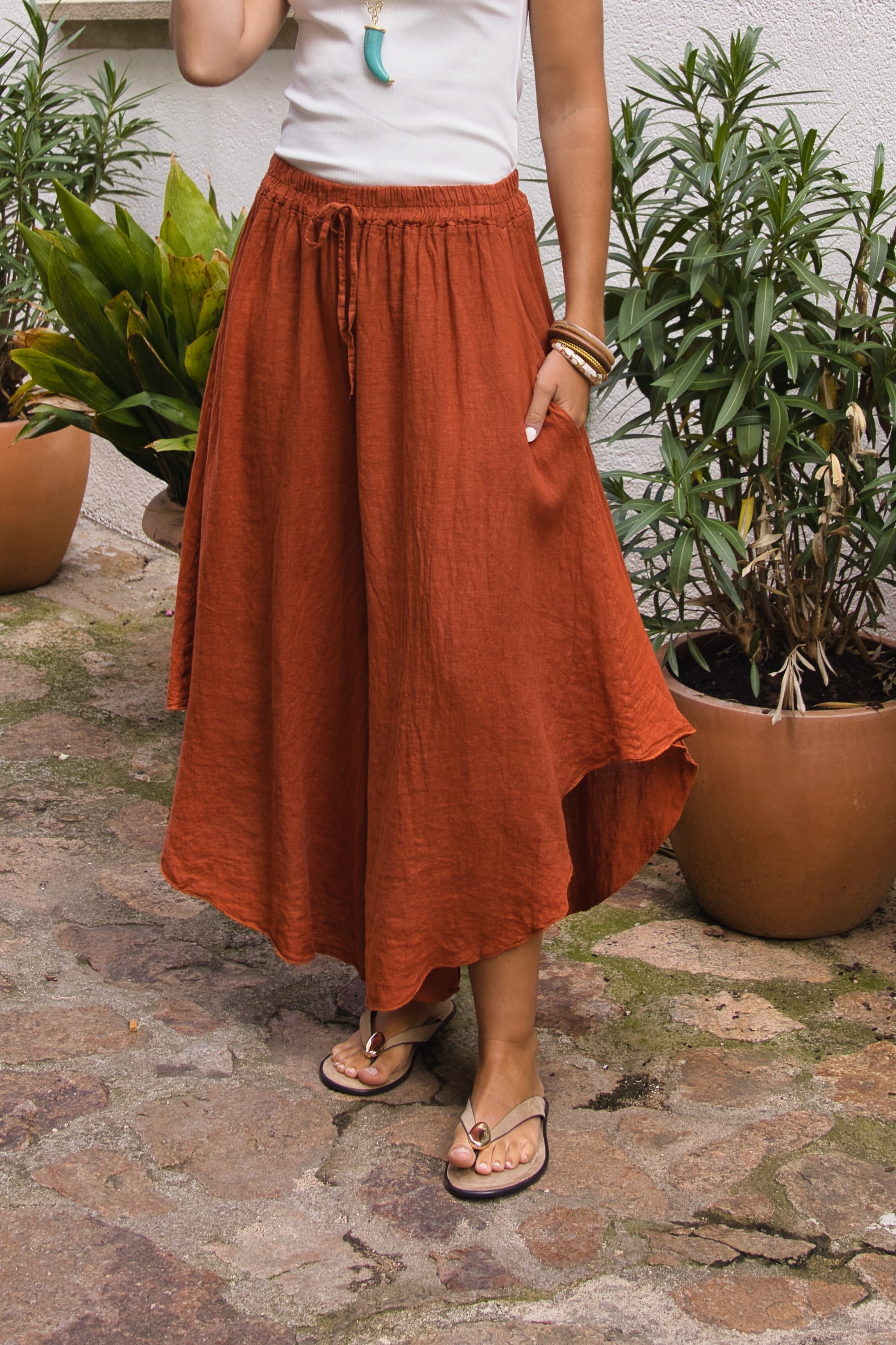 Falda Pantalón Lino Capri