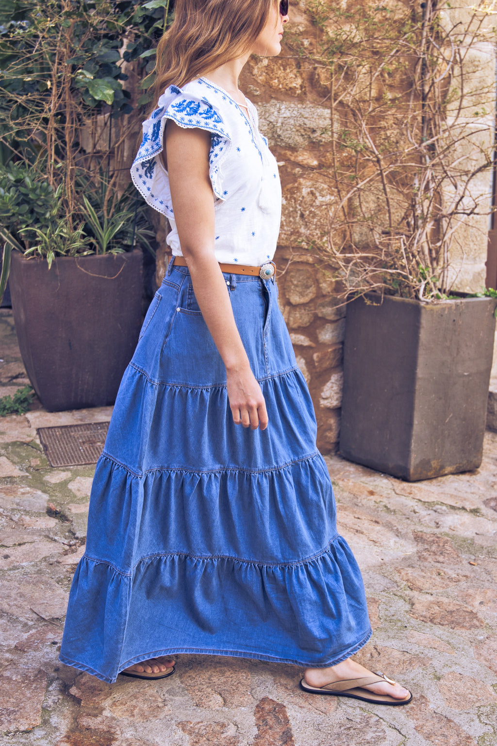 Falda Denim Volantes Boho