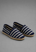 Espadrillas basse di iuta di colore nero con righe