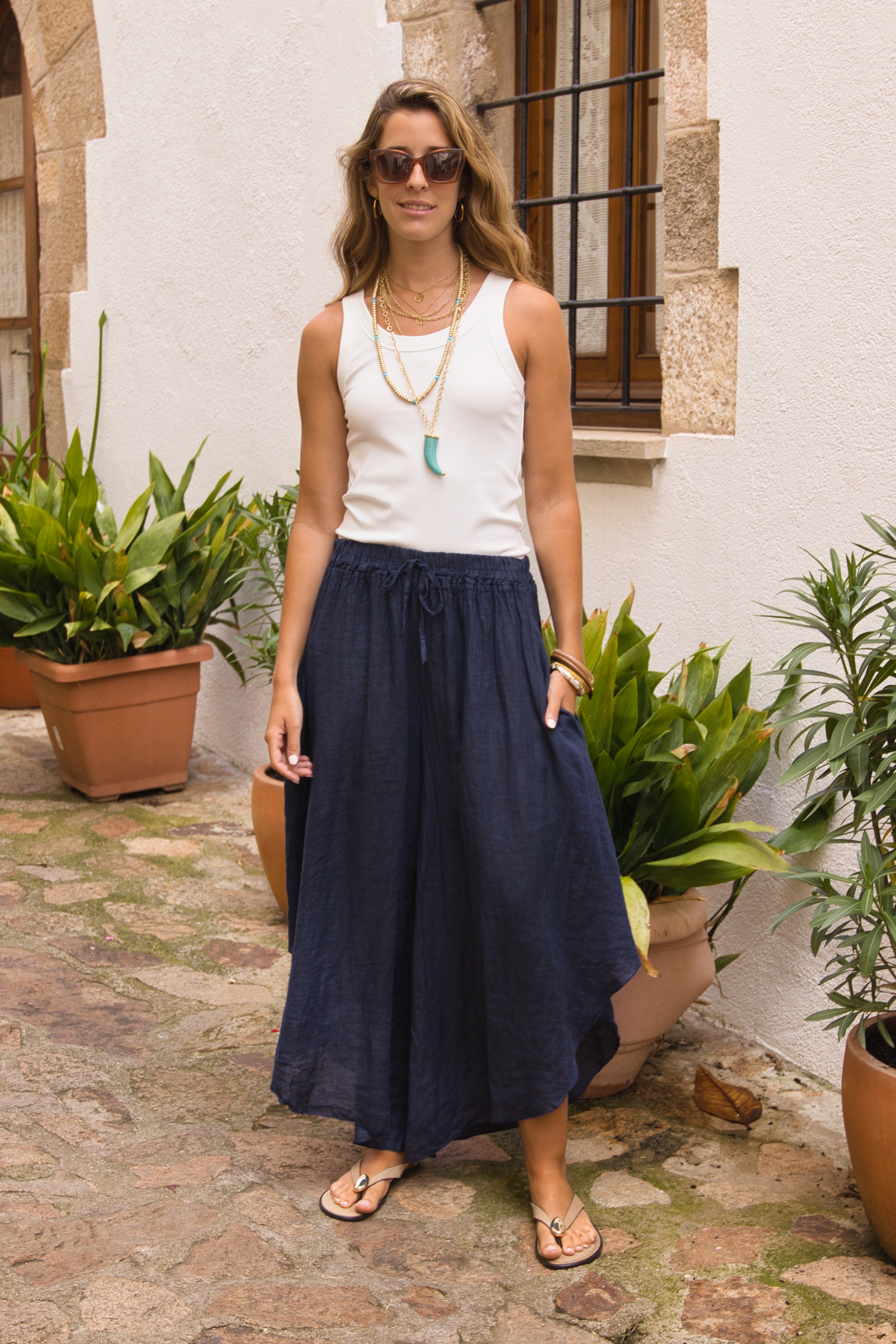 Falda Pantalón Lino Capri