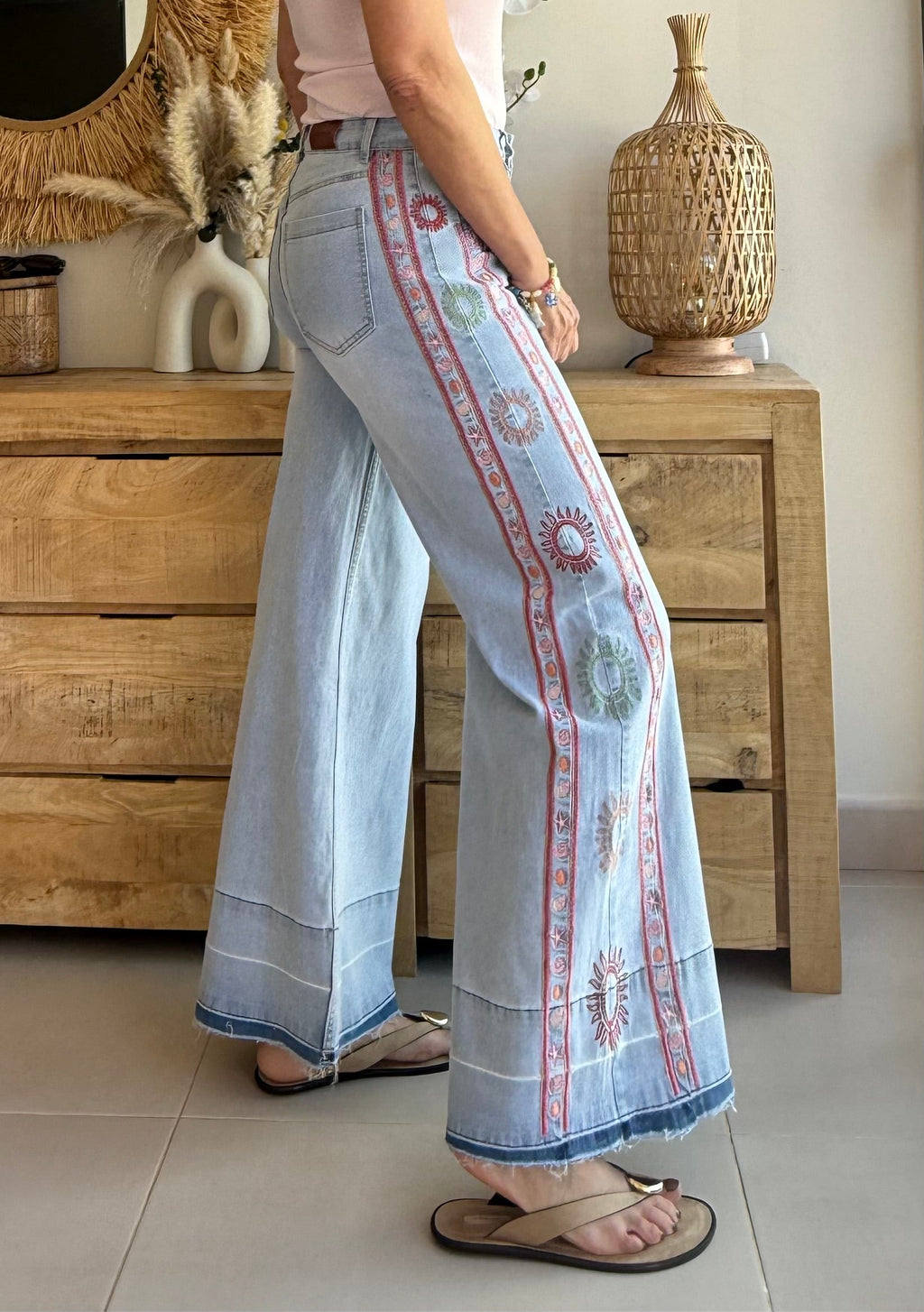 Tejano Boho Sonne Bestickt