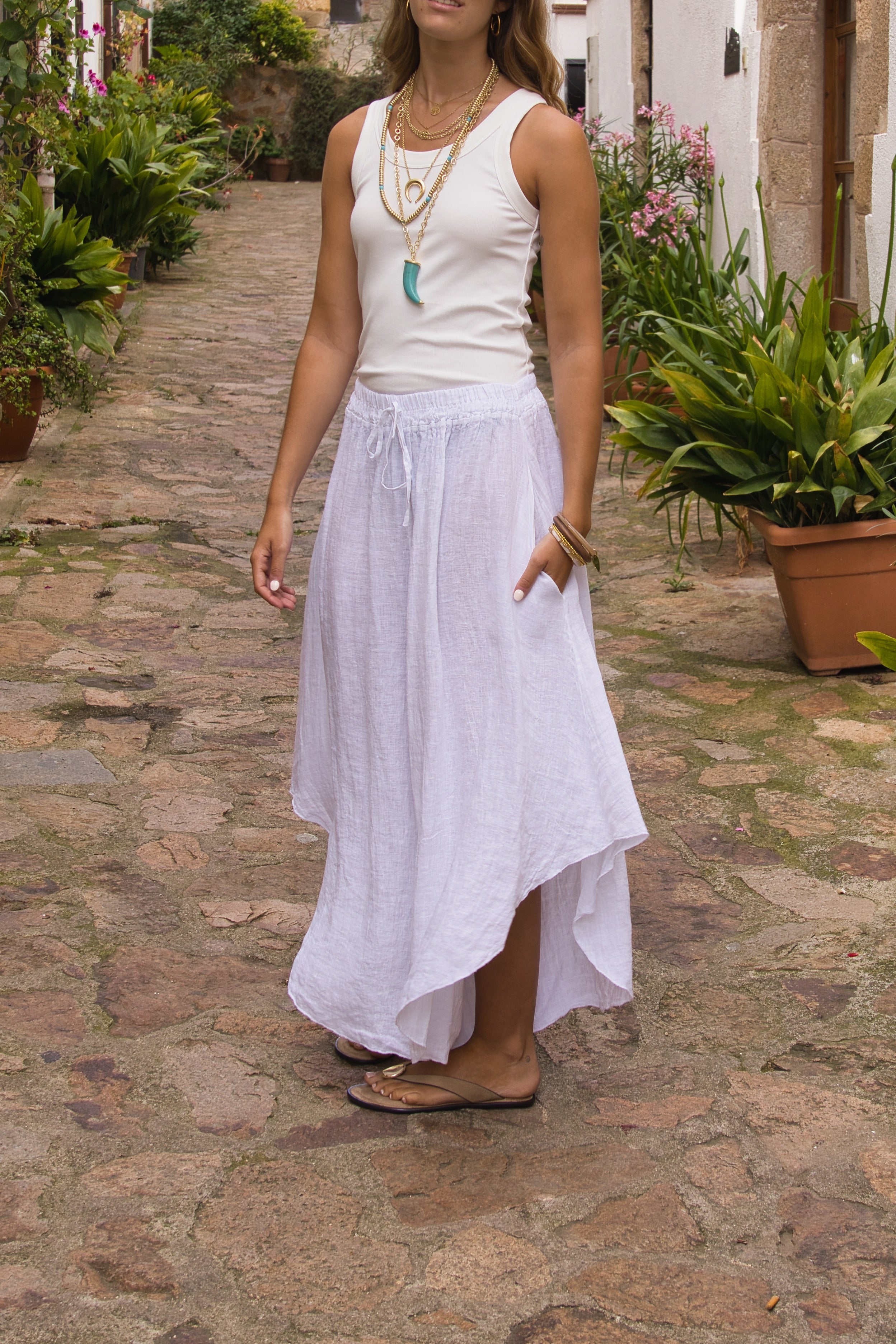 Falda Pantalón Lino Capri
