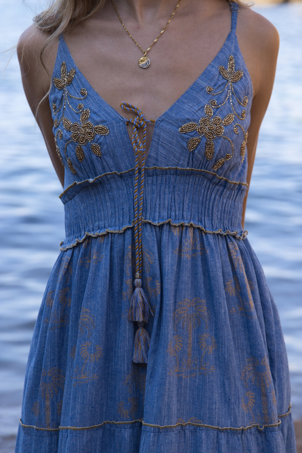 Vestido Denim Boho Gold