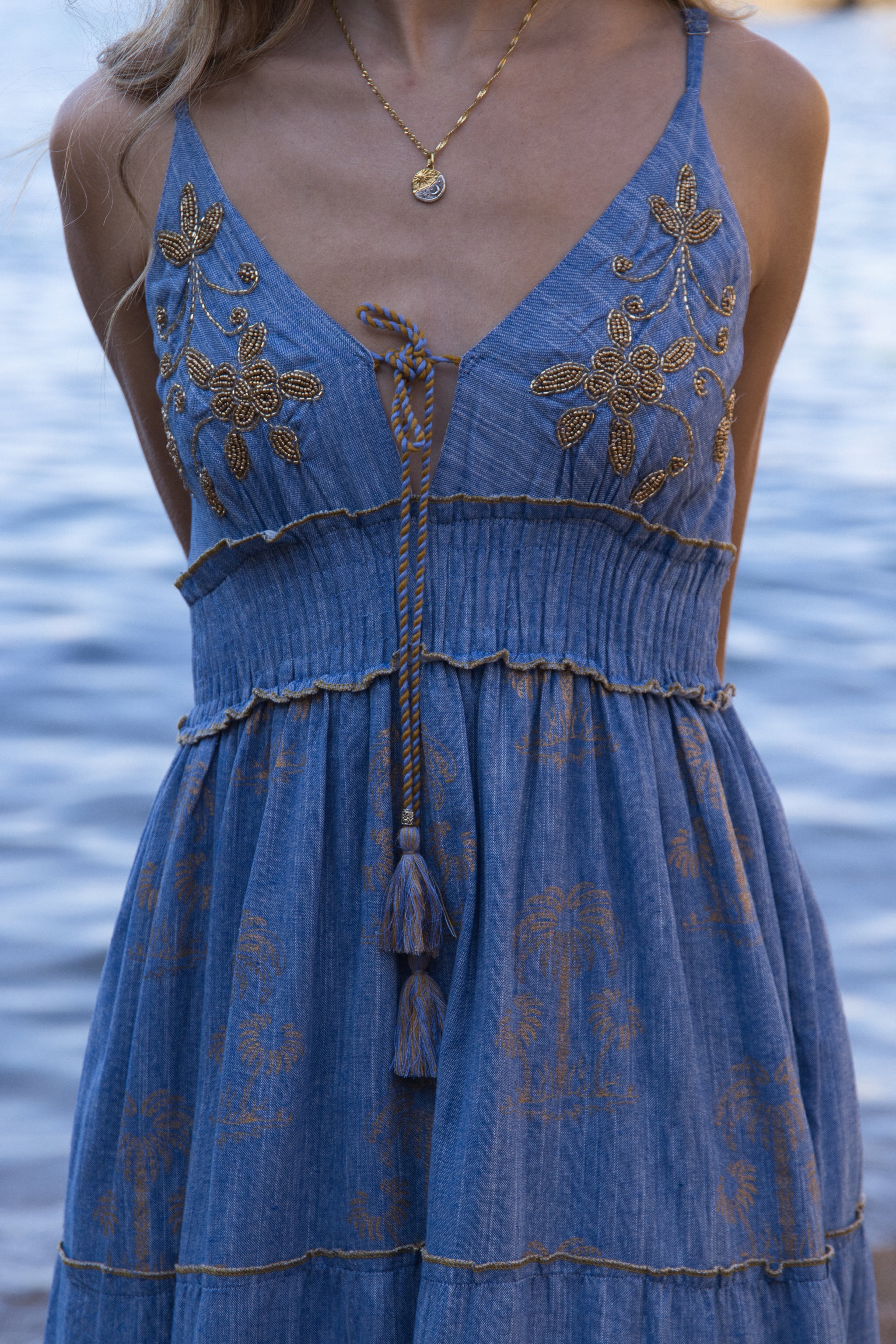 Vestido Denim Boho Gold