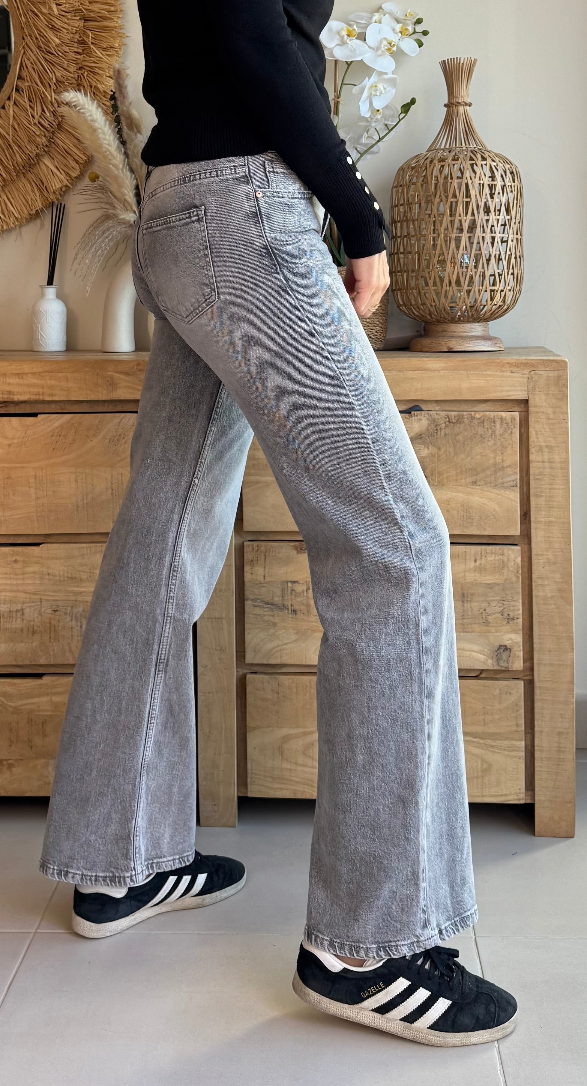 Jeans Tiro Bajo Gris