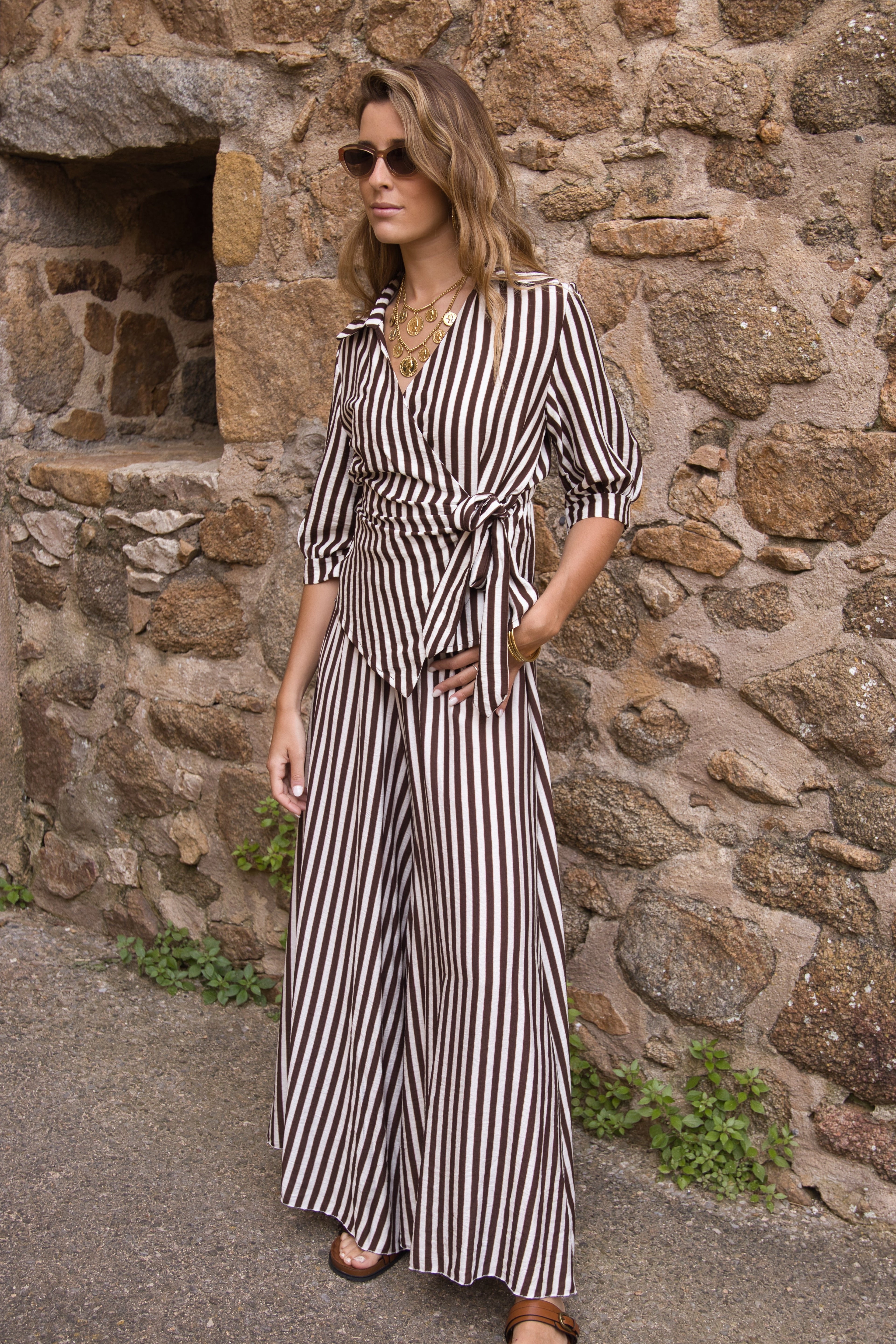 Amalfi Striped Wrap Blouse