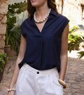 Fluid Blouse with Soft Chic Neck