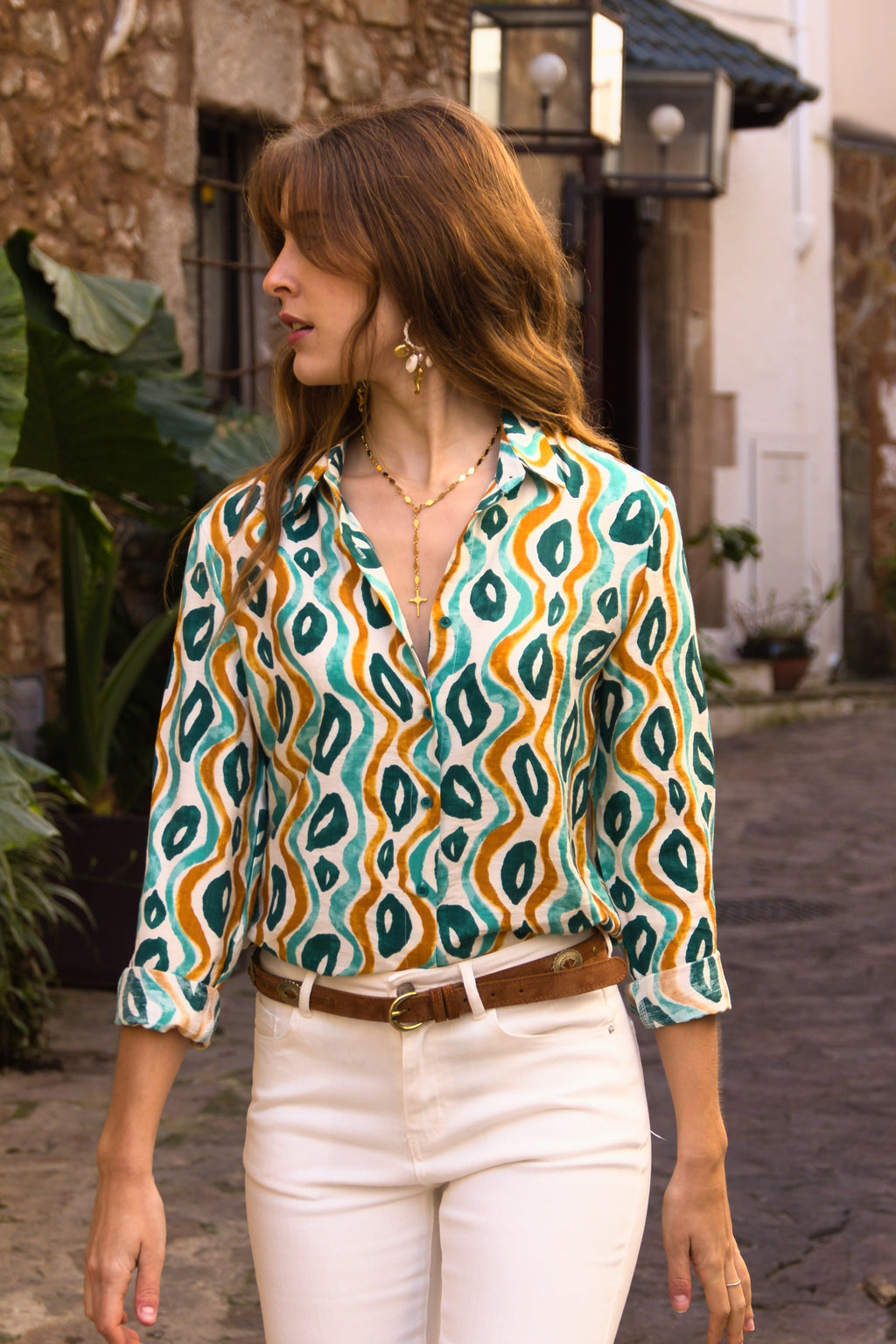 Ikat-Hemd Grün