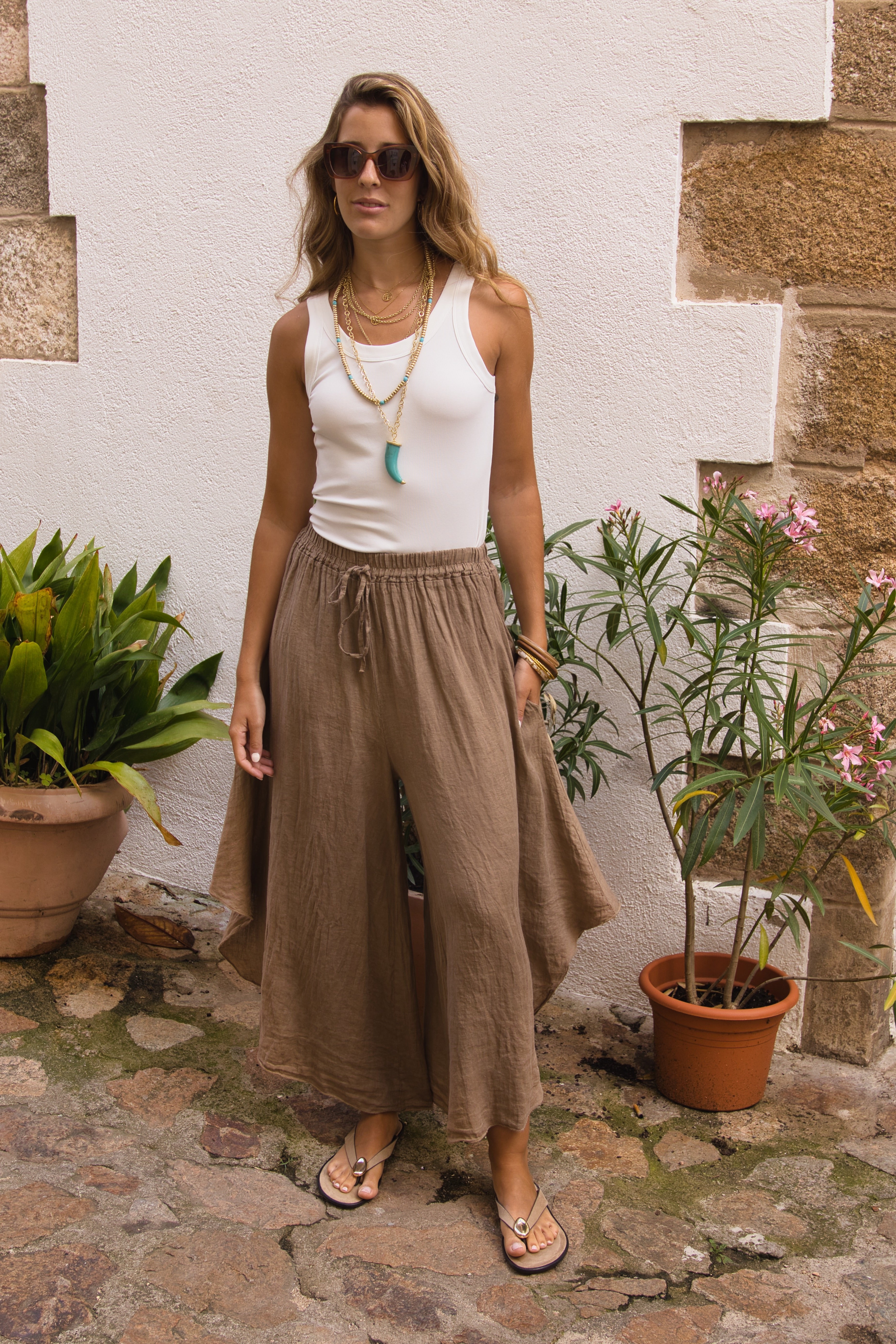 Falda Pantalón Lino Capri