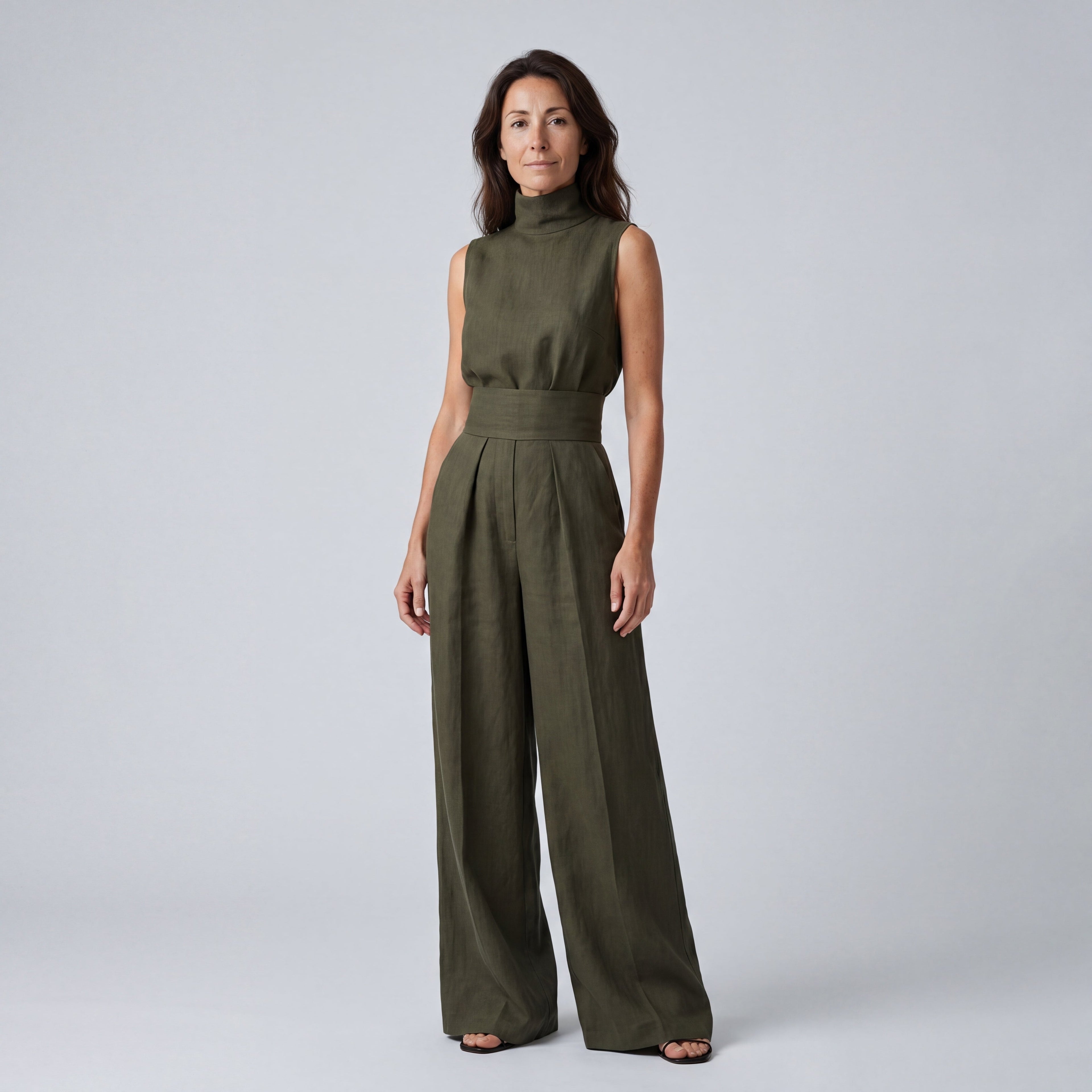 MARÍA | CONJUNTO DE CAMISETA SIN MANGAS Y PANTALONES ANCHOS DE ALGODÓN Y LINO, DE ESTILO MINIMALISTA
