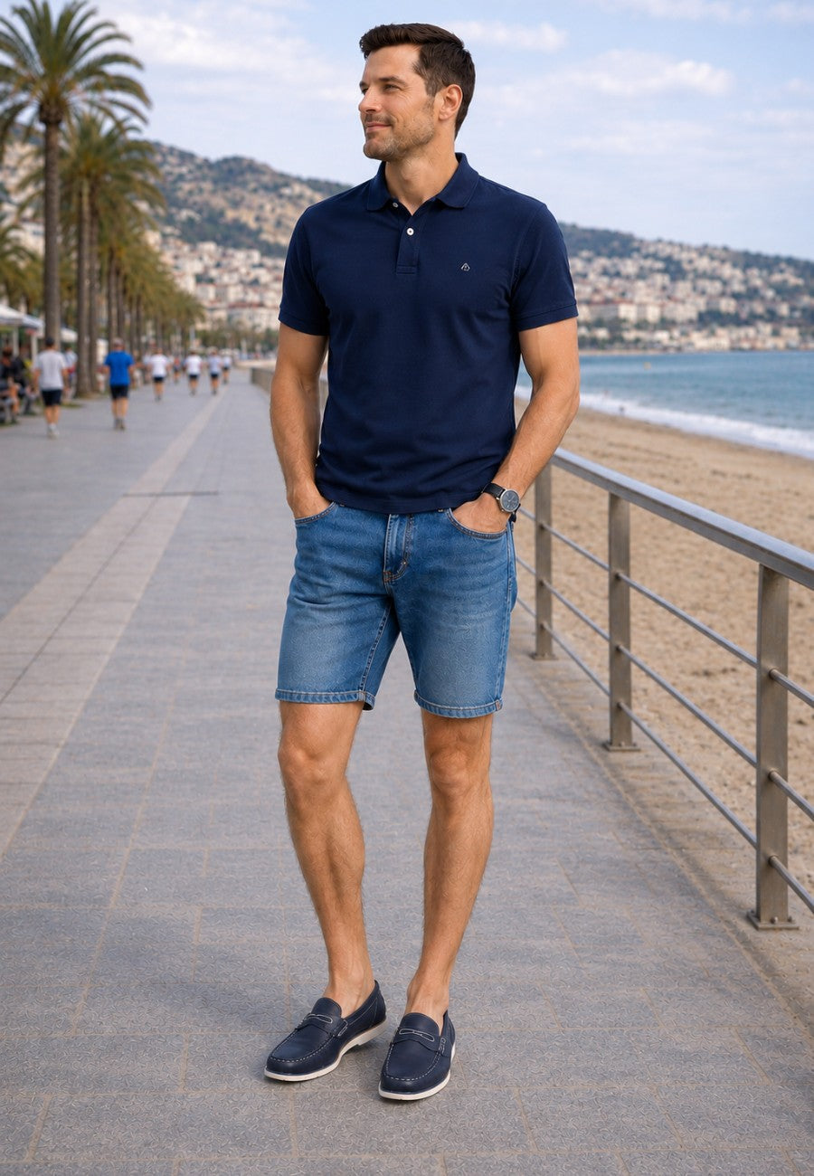 Mocasines de piel suave azul marino de hombre - Antifaz wala