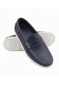 Mocasines de piel suave azul marino de hombre - Antifaz wala