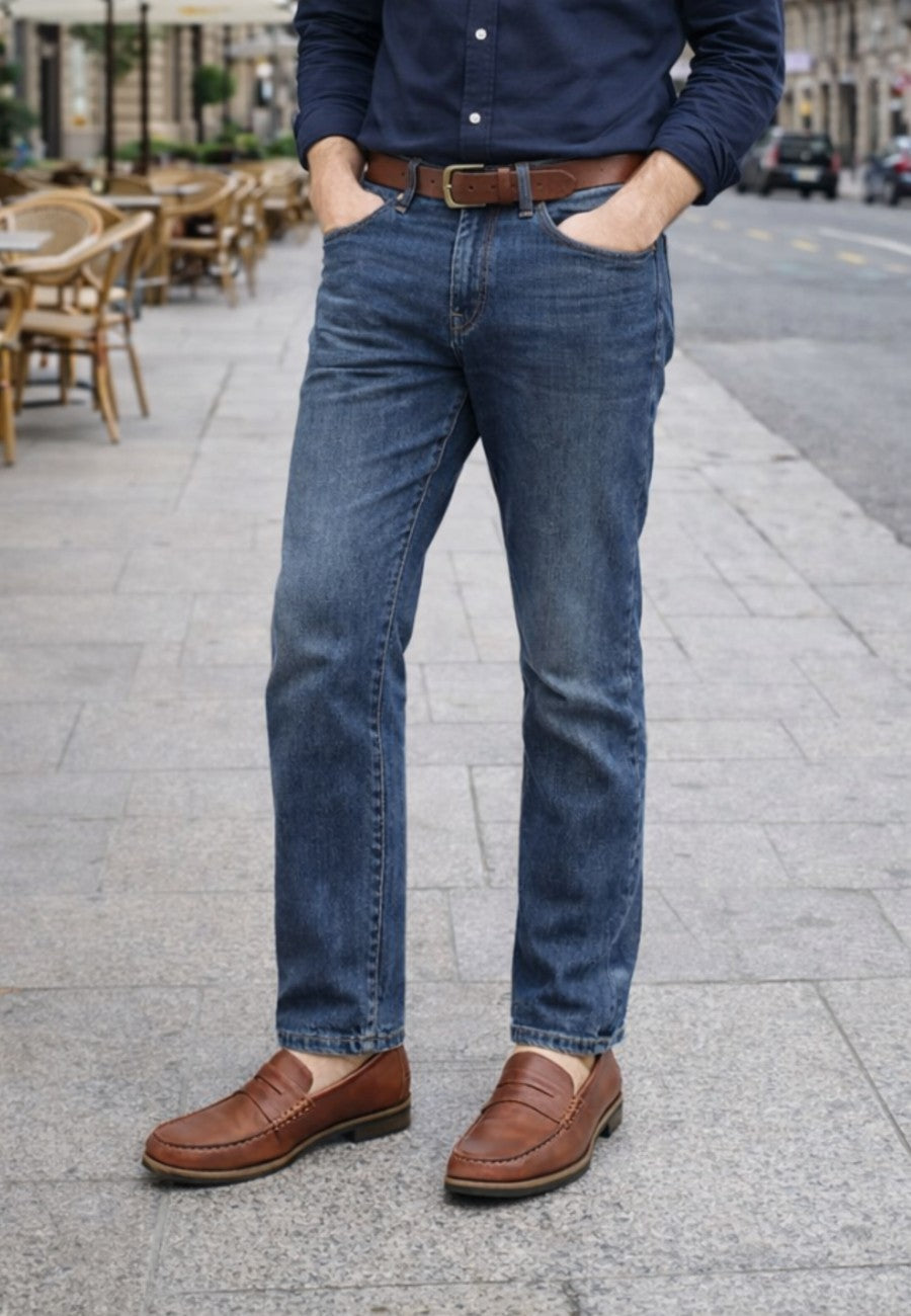 Mocasines de piel elegantes de hombre en color marrón