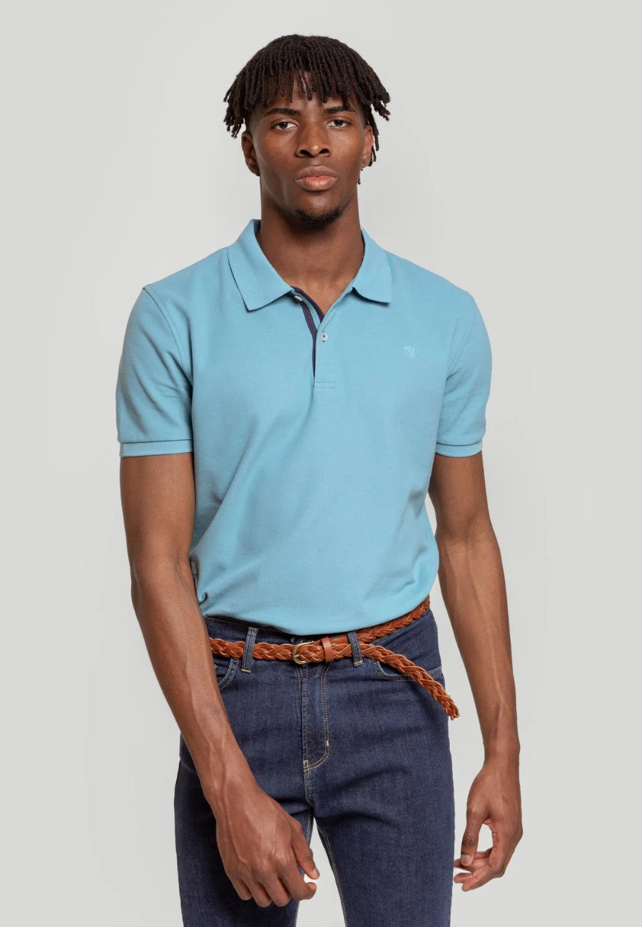 Polo piqué de hombre color Celeste