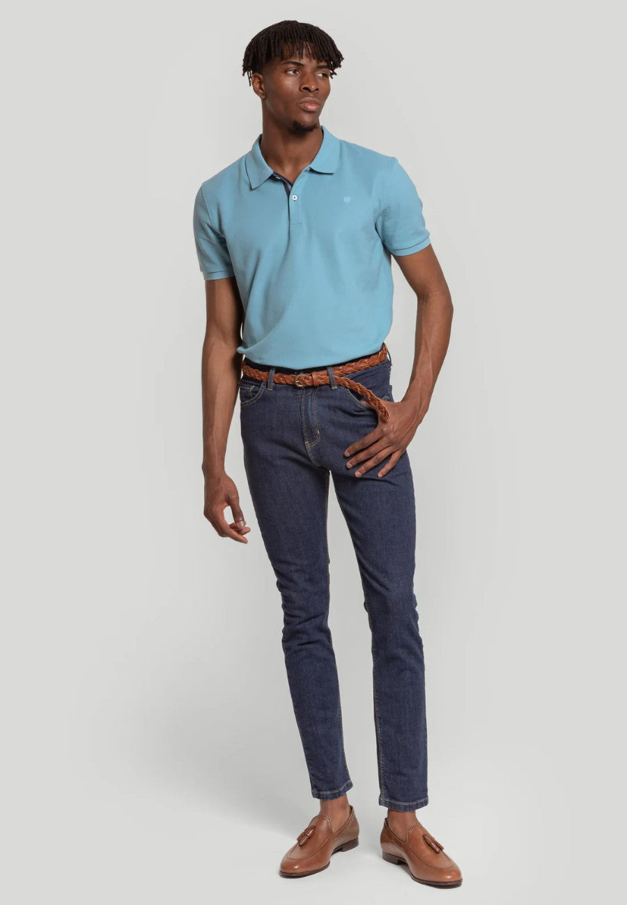 Polo piqué da uomo colore Celeste