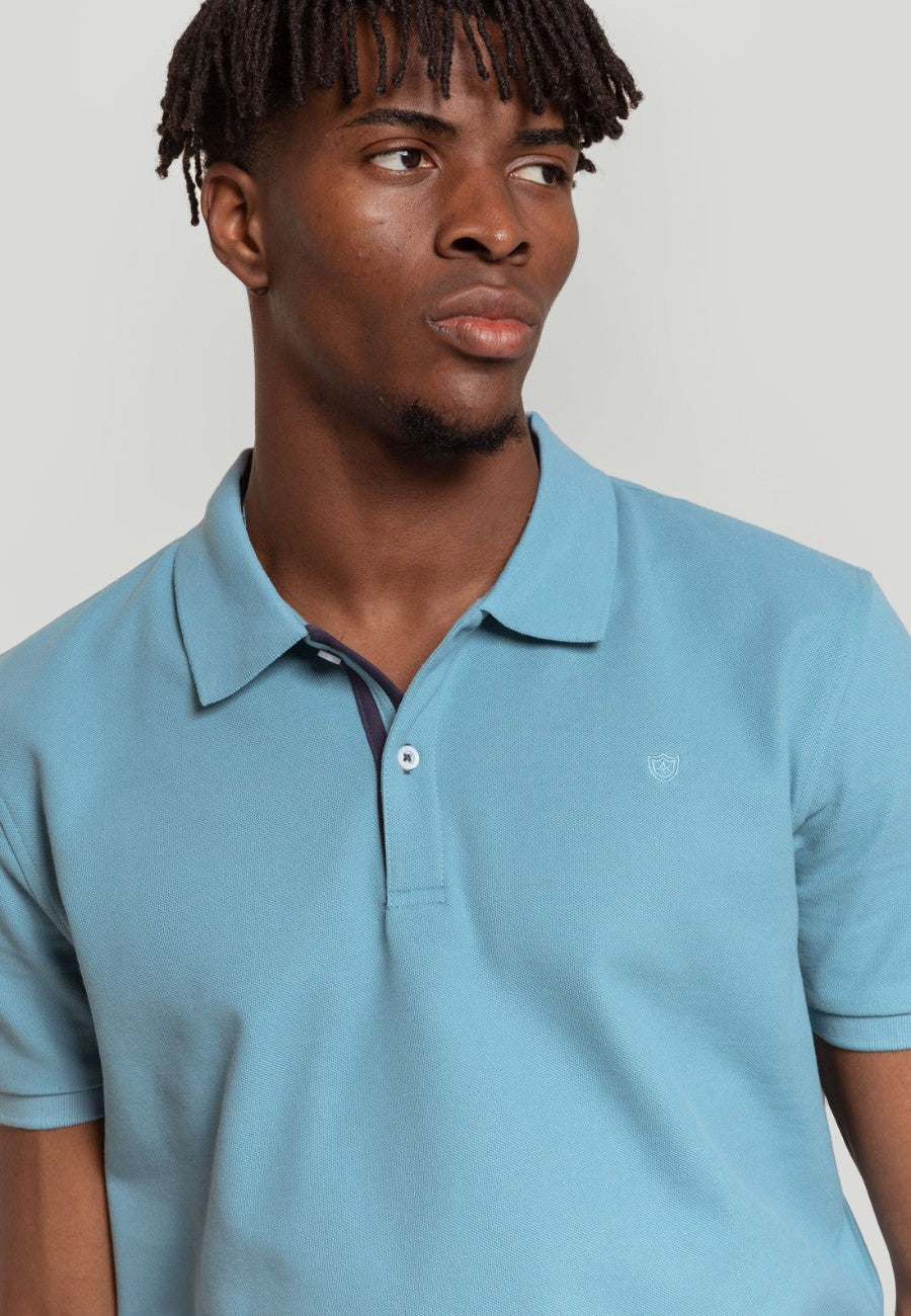 Polo piqué de hombre color Celeste