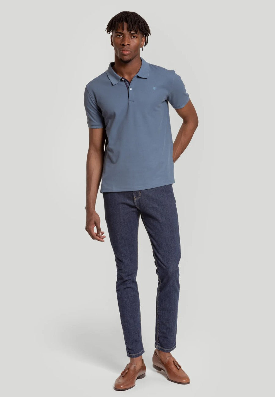 Polo piqué de hombre color índigo